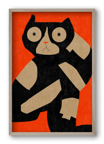 Black spotted cat , 40x60 cm (40x60 cm), Tölgy keret