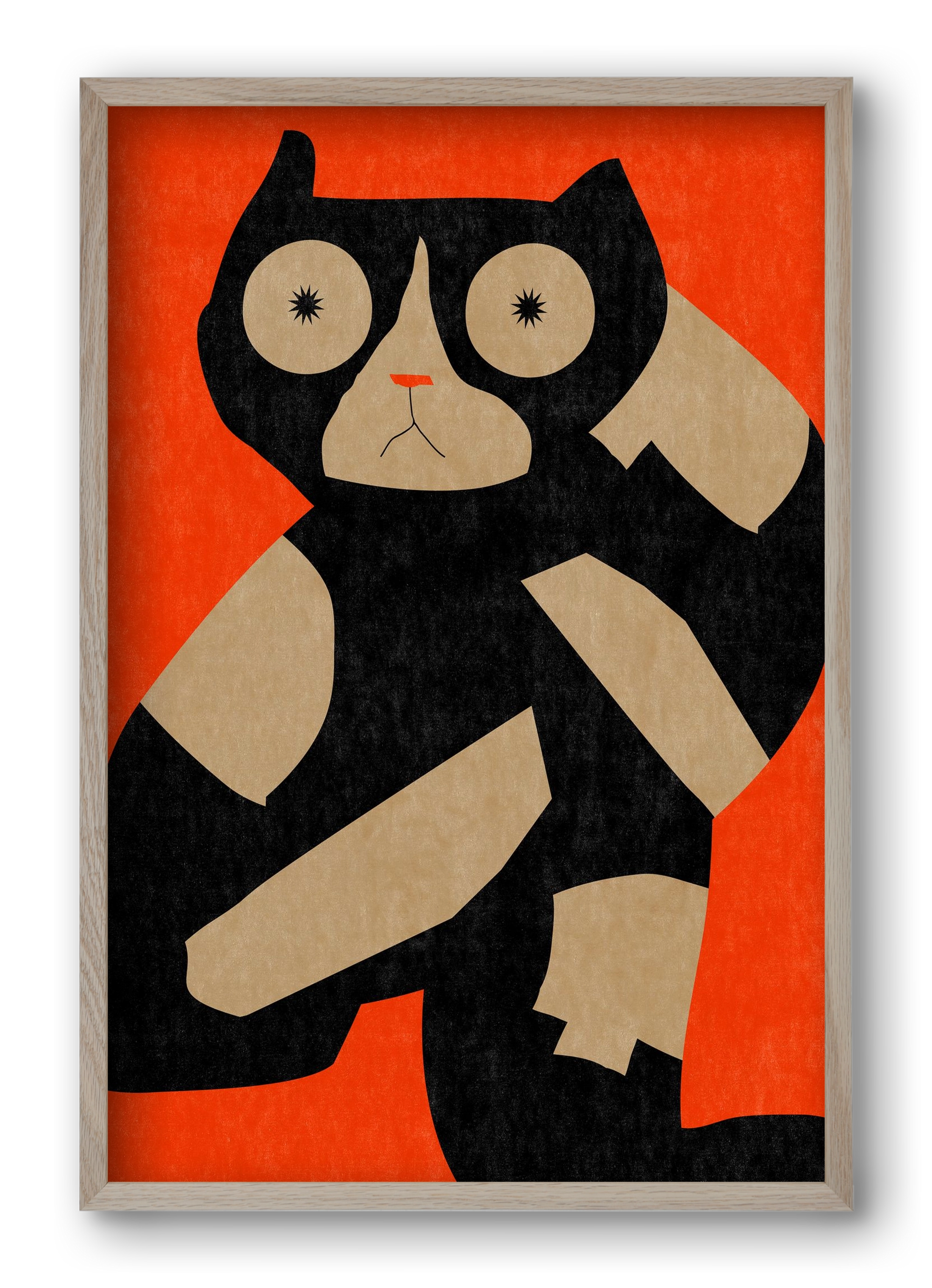 Black spotted cat , 40x60 cm (40x60 cm), Tölgy keret