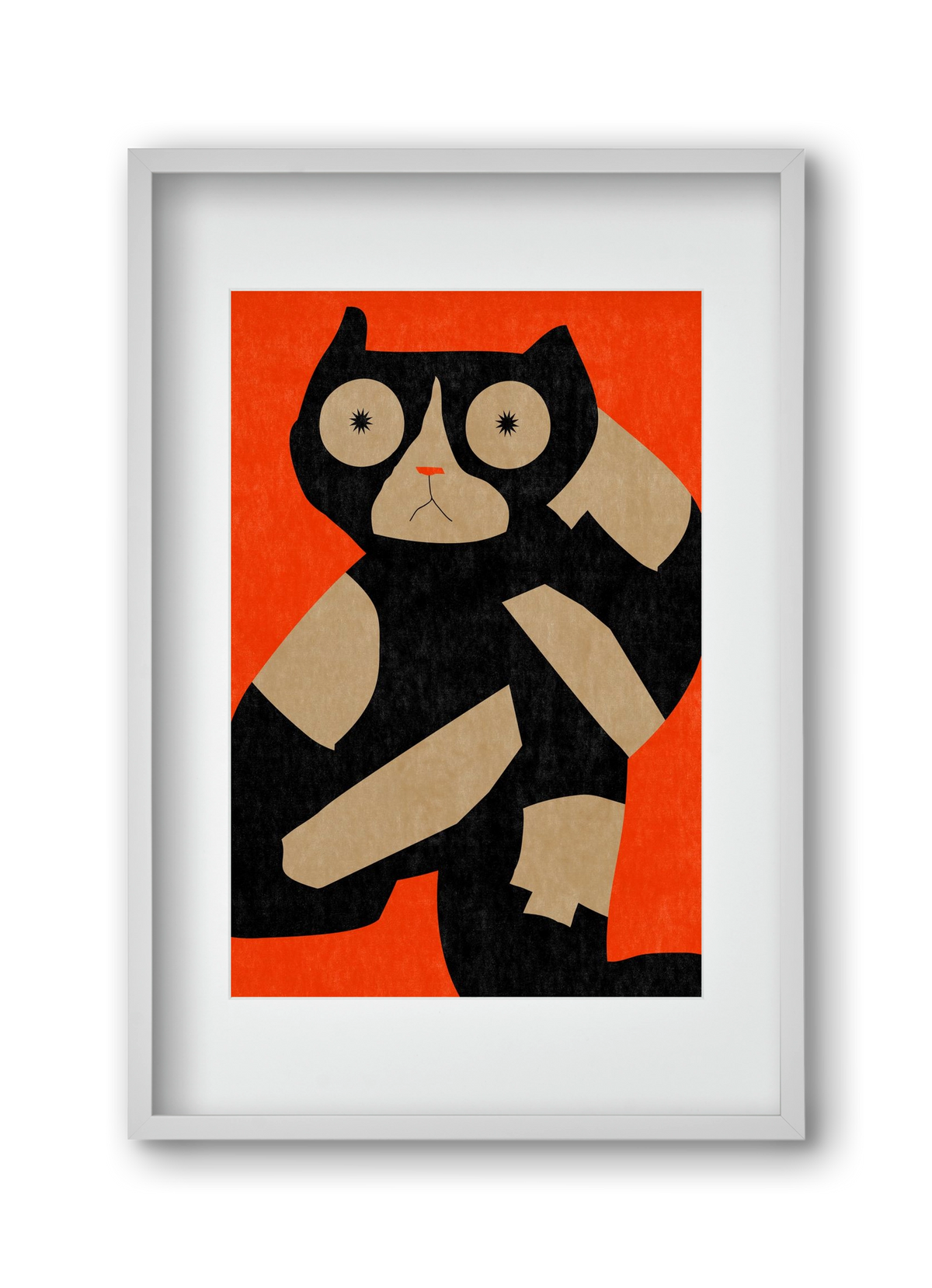 Black spotted cat , 30x45 cm (20x30 cm), Fehér keret, paszpartuval