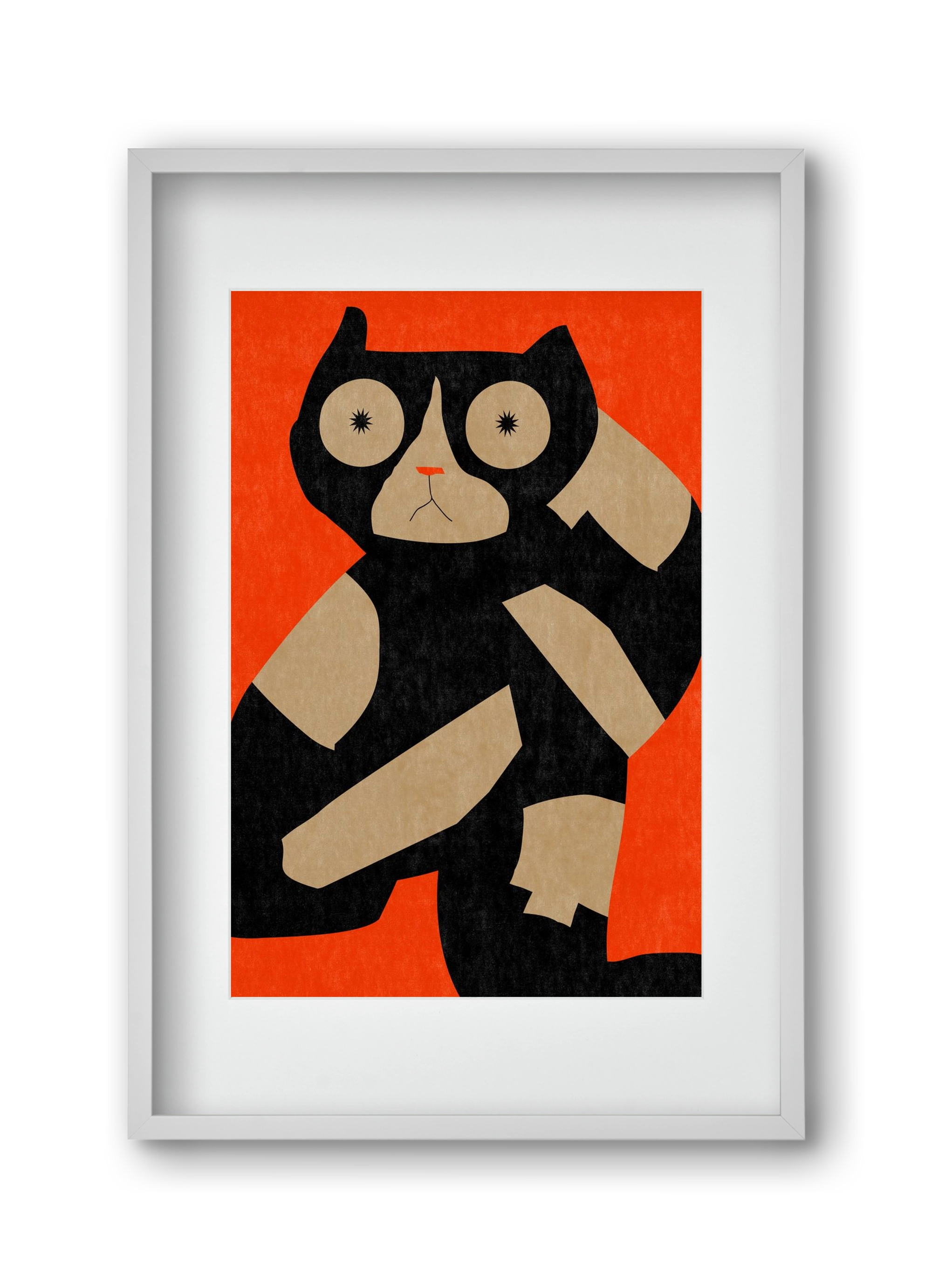 Black spotted cat , 30x45 cm (20x30 cm), Fehér keret, paszpartuval