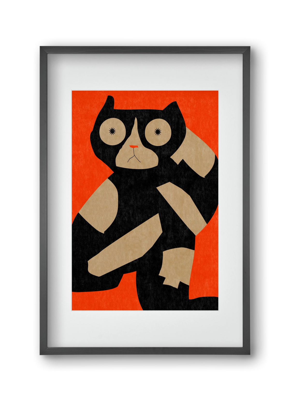 Black spotted cat , 30x45 cm (20x30 cm), Fekete keret, paszpartuval
