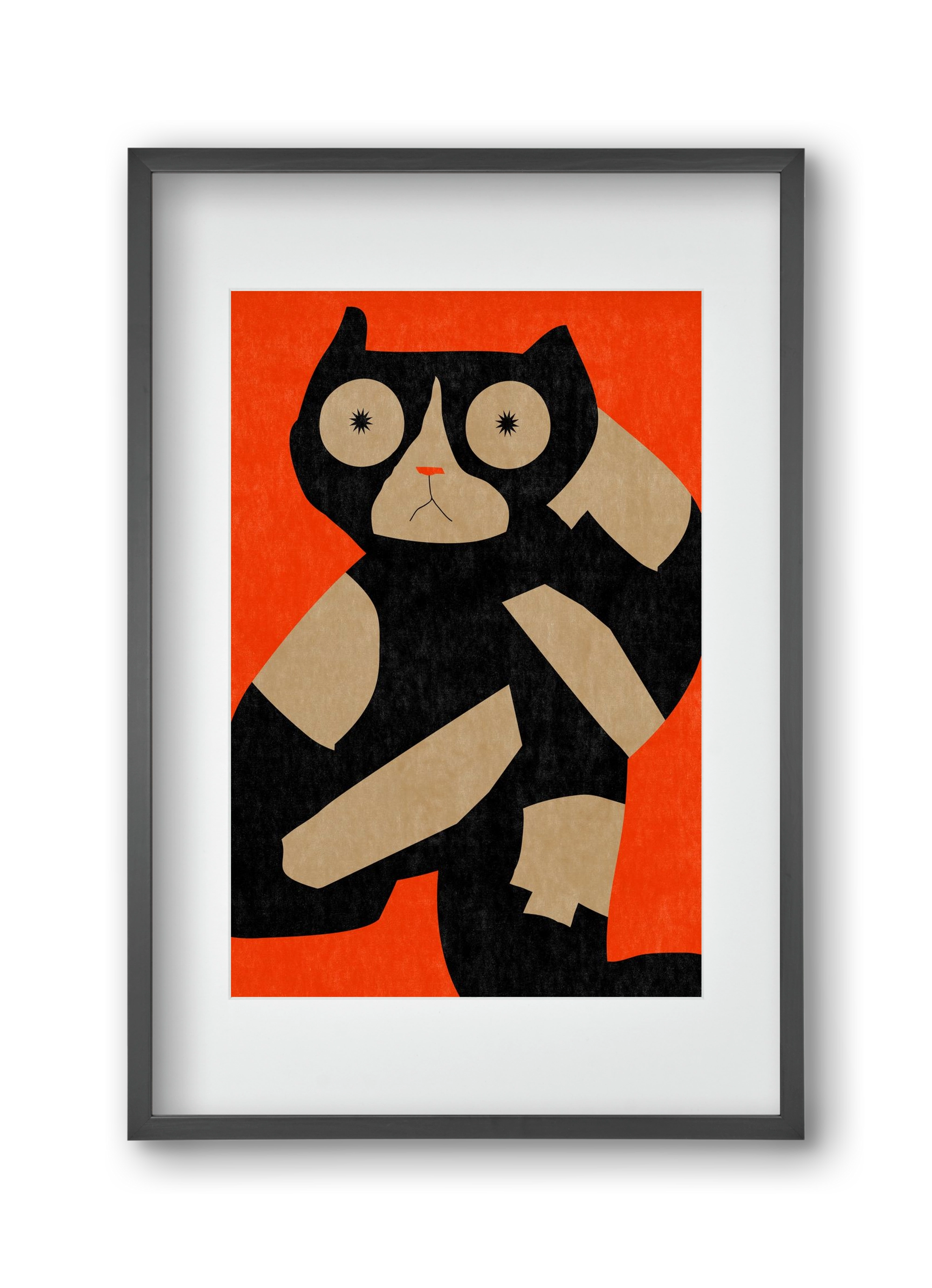 Black spotted cat , 30x45 cm (20x30 cm), Fekete keret, paszpartuval