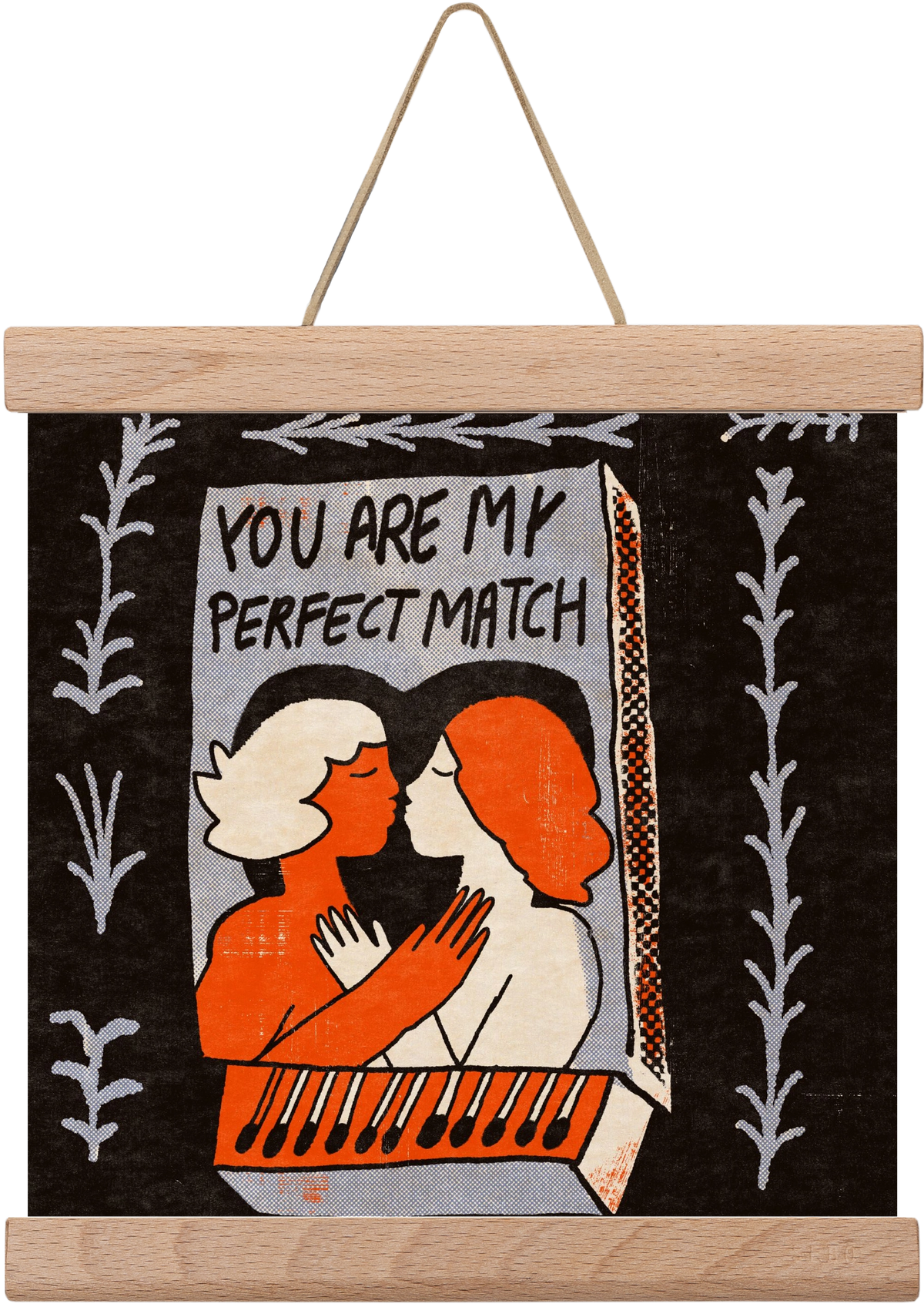 You are my perfect match , 20x20 cm (20x20 cm), Tölgy akasztó