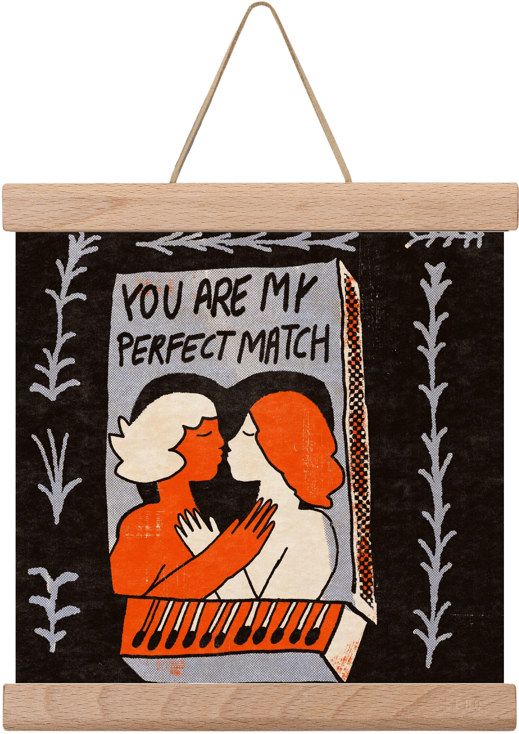 You are my perfect match , 20x20 cm (20x20 cm), Tölgy akasztó