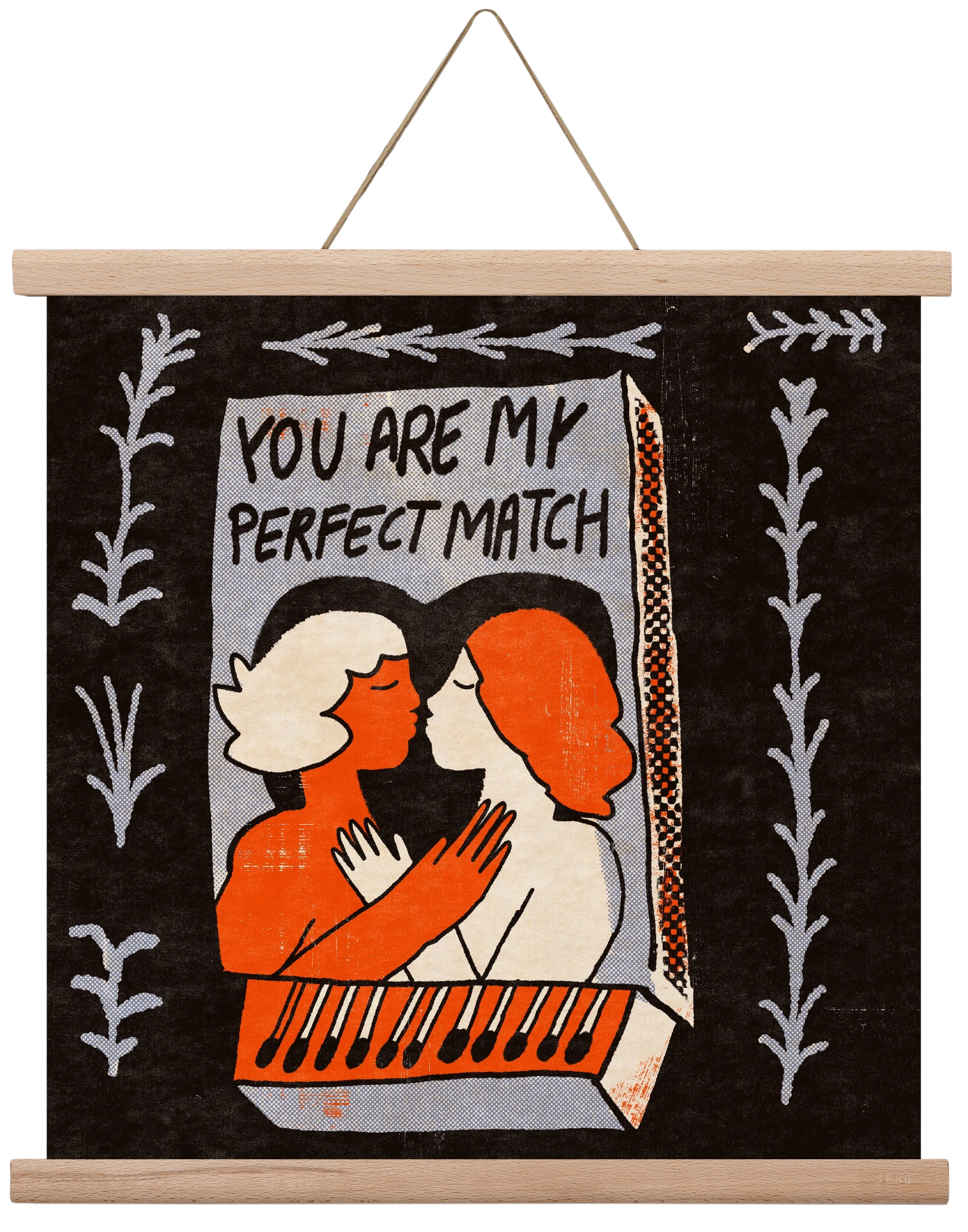 You are my perfect match , 40x40 cm (40x40 cm), Tölgy akasztó