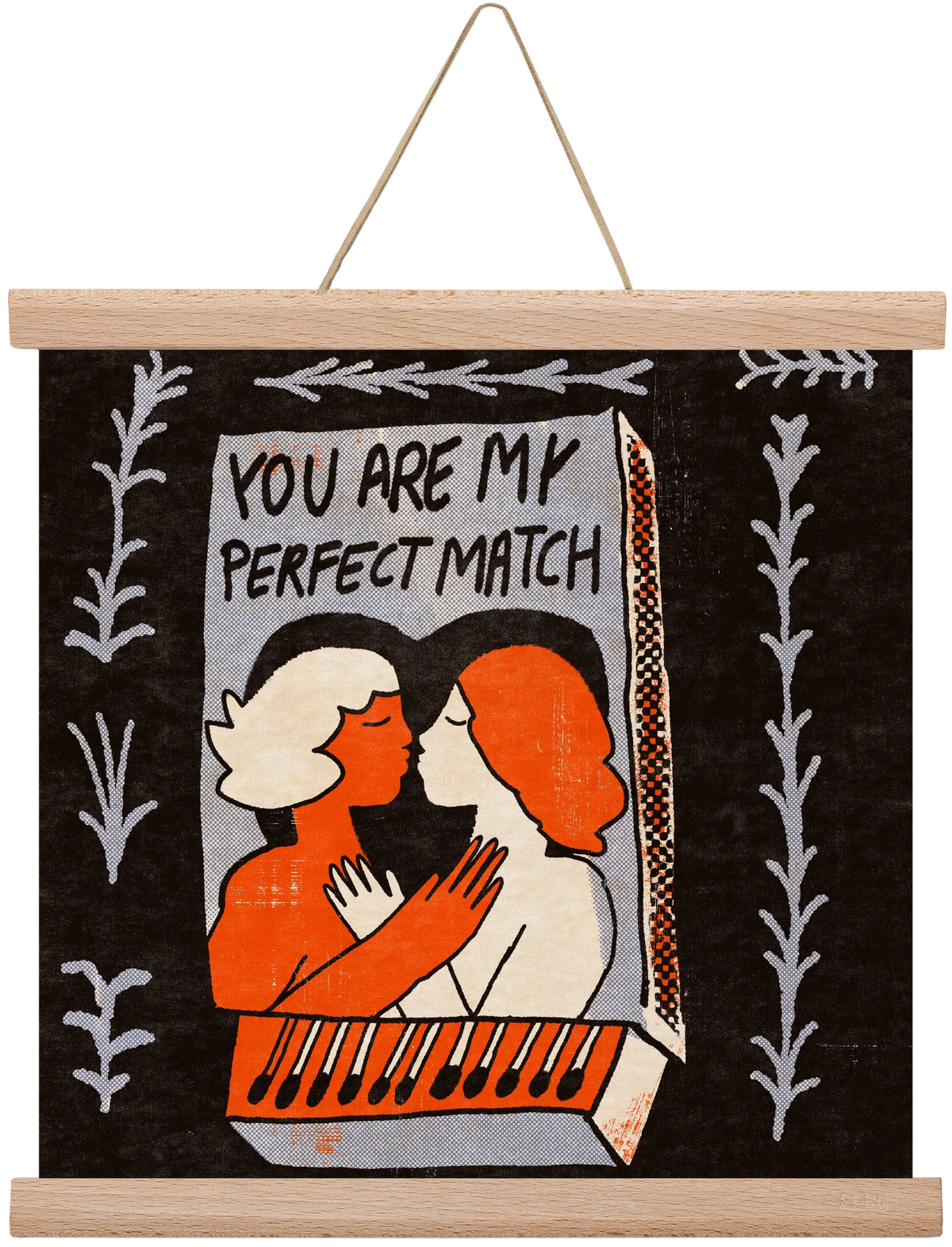 You are my perfect match , 30x30 cm (30x30 cm), Tölgy akasztó