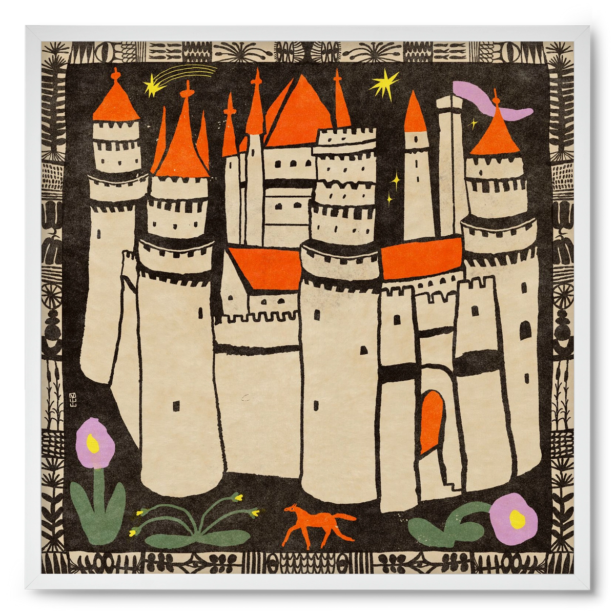 Magic castle, 50x50 cm (50x50 cm), Fehér keret