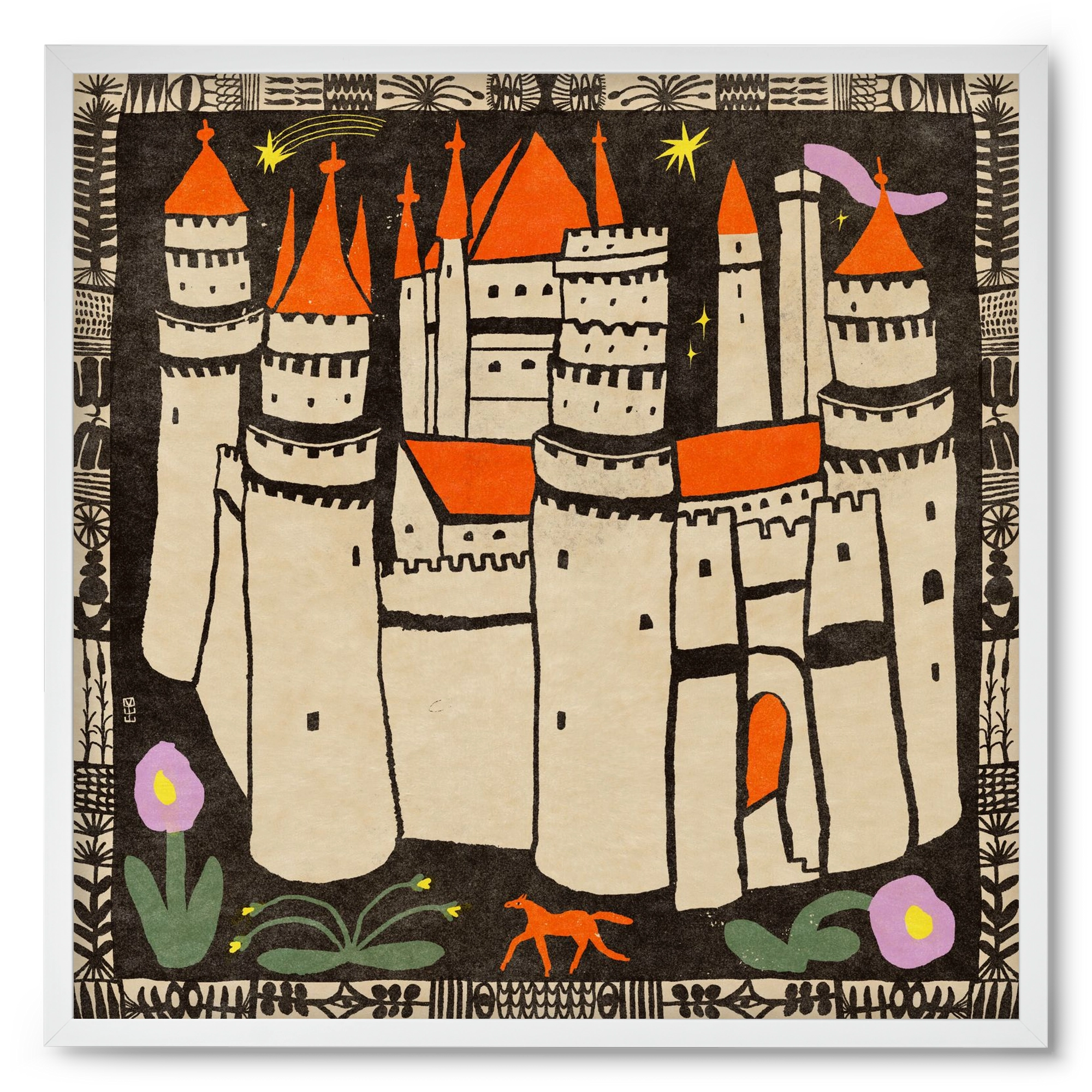 Magic castle, 50x50 cm (50x50 cm), Fehér keret