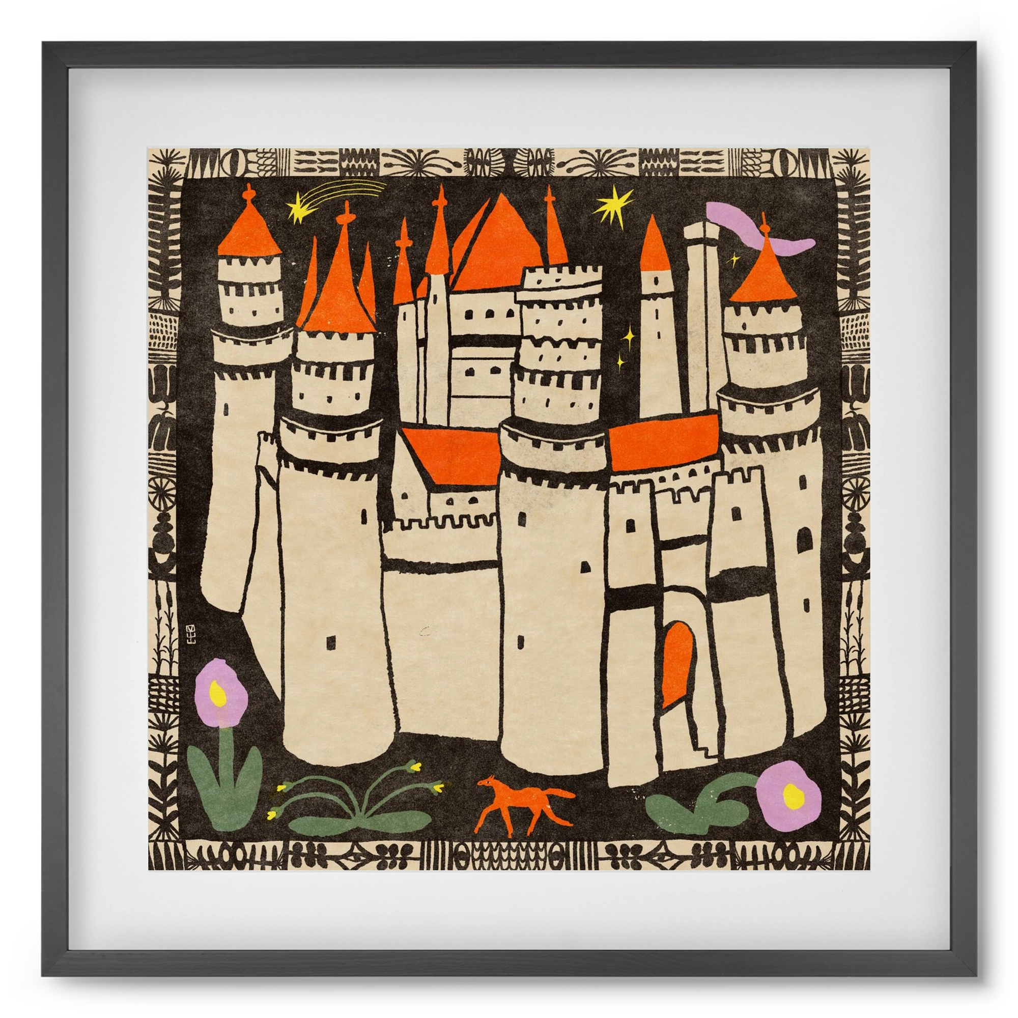 Magic castle, 50x50 cm (40x40 cm), Fekete keret, paszpartuval