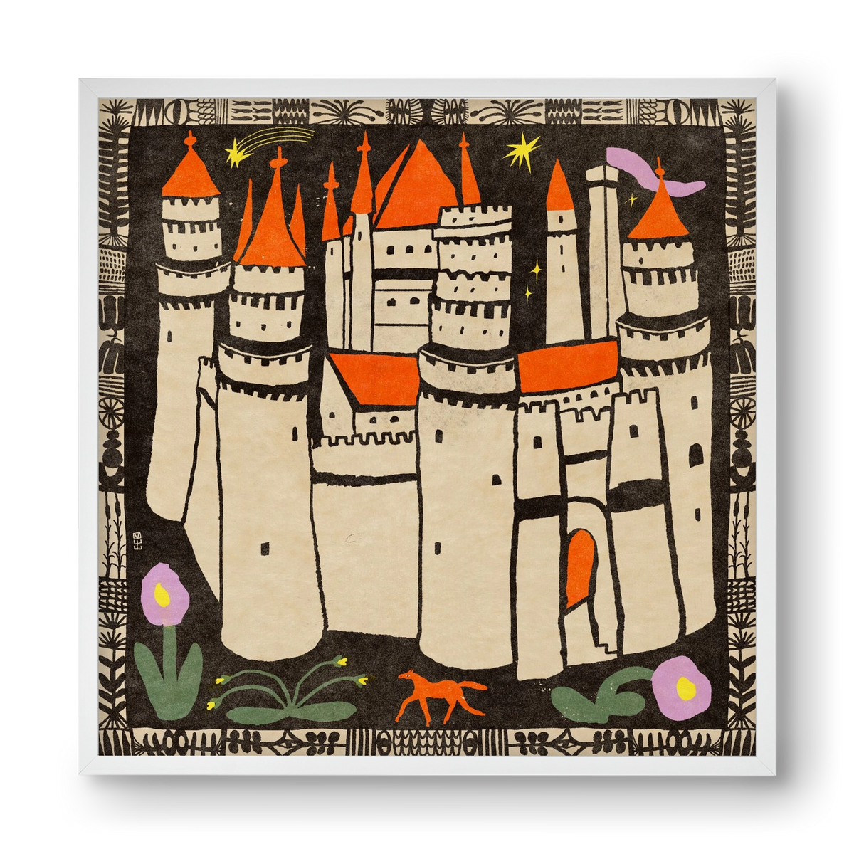 Magic castle, 40x40 cm (40x40 cm), Fehér keret