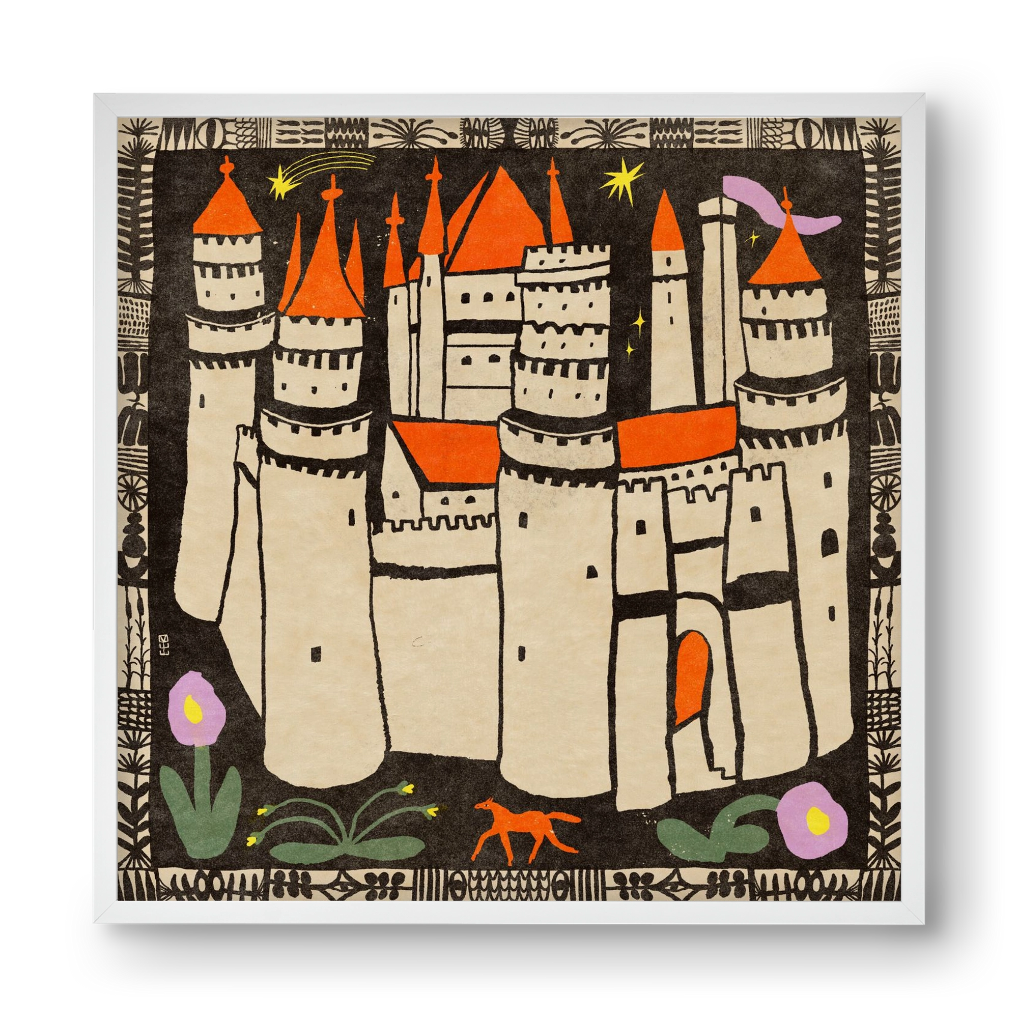 Magic castle, 40x40 cm (40x40 cm), Fehér keret