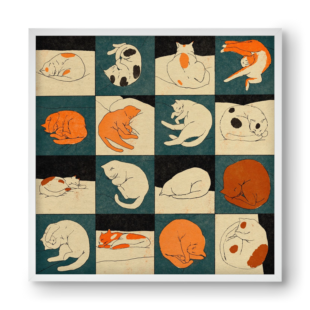 CAT BINGO no 02. , 40x40 cm (40x40 cm), Fehér keret