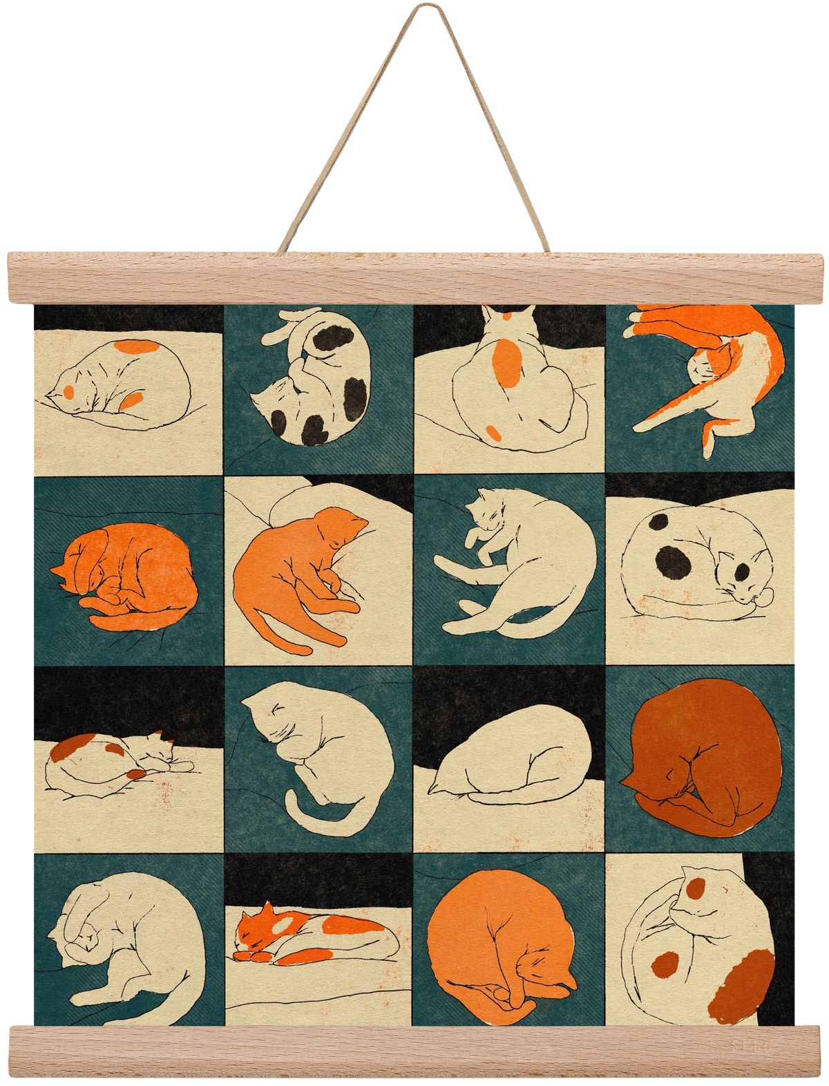 CAT BINGO no 02. , 30x30 cm (30x30 cm), Tölgy akasztó