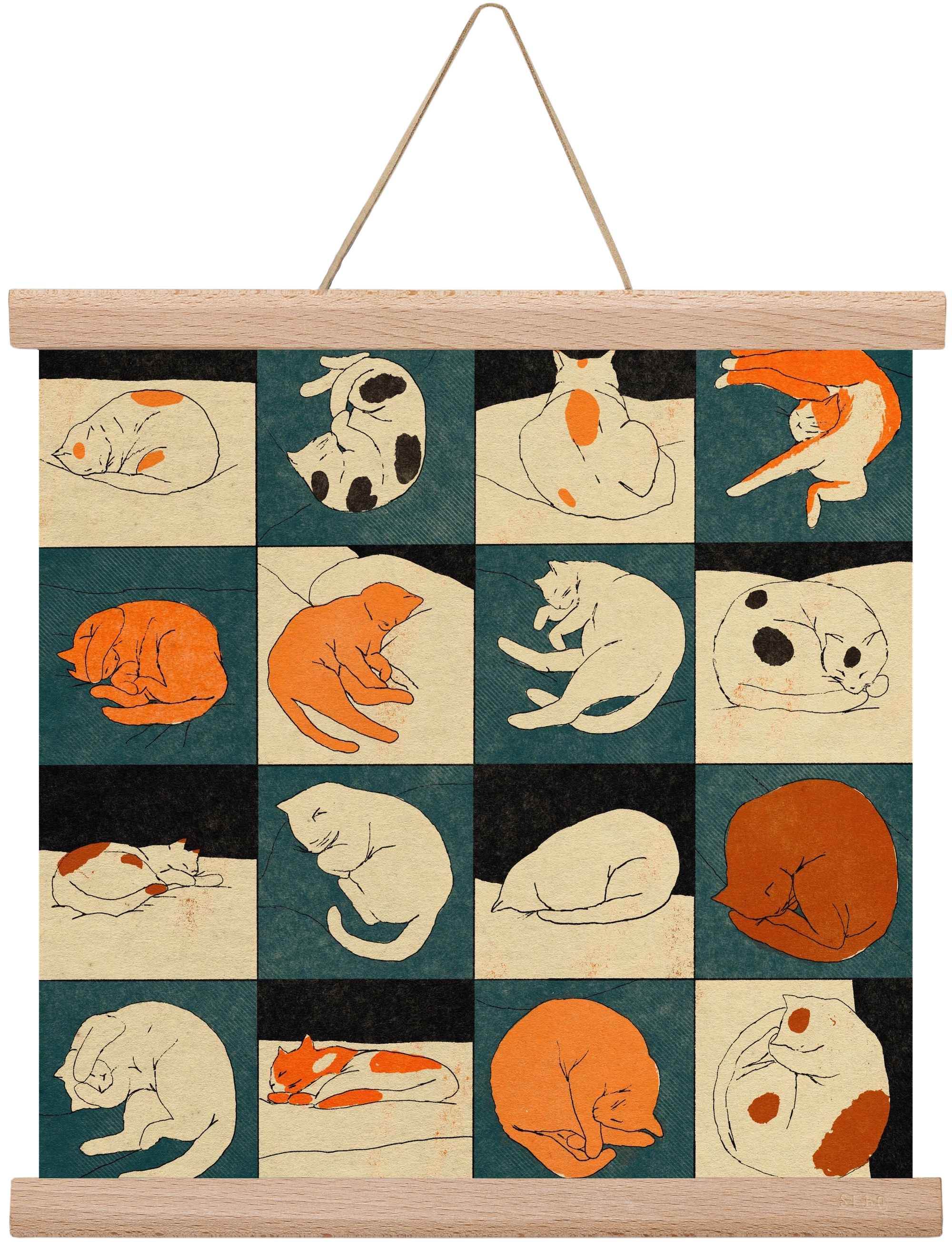 CAT BINGO no 02. , 30x30 cm (30x30 cm), Tölgy akasztó