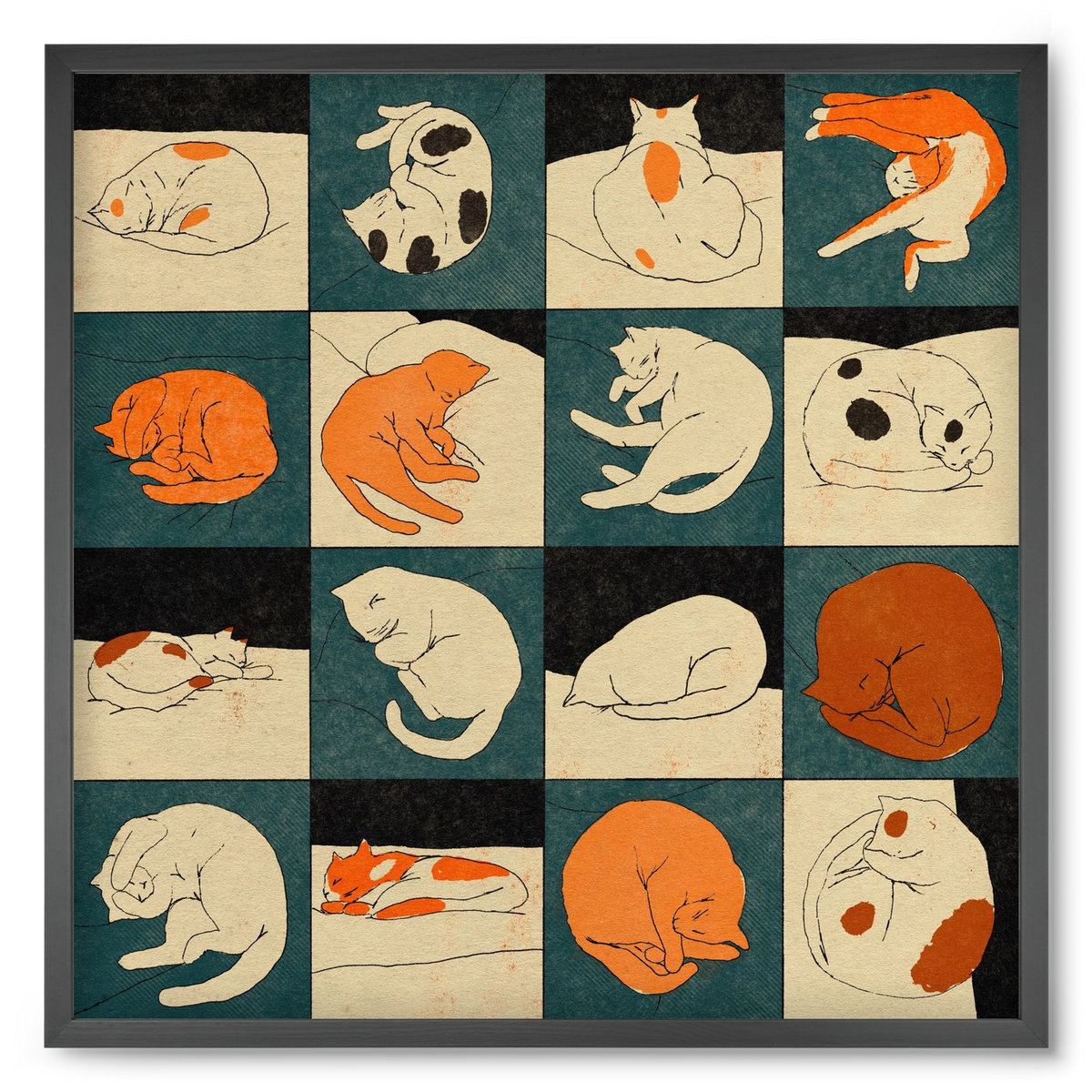 CAT BINGO no 02. , 50x50 cm (50x50 cm), Fekete keret