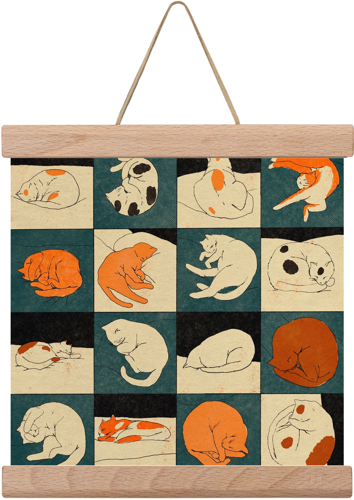 CAT BINGO no 02. , 20x20 cm (20x20 cm), Tölgy akasztó