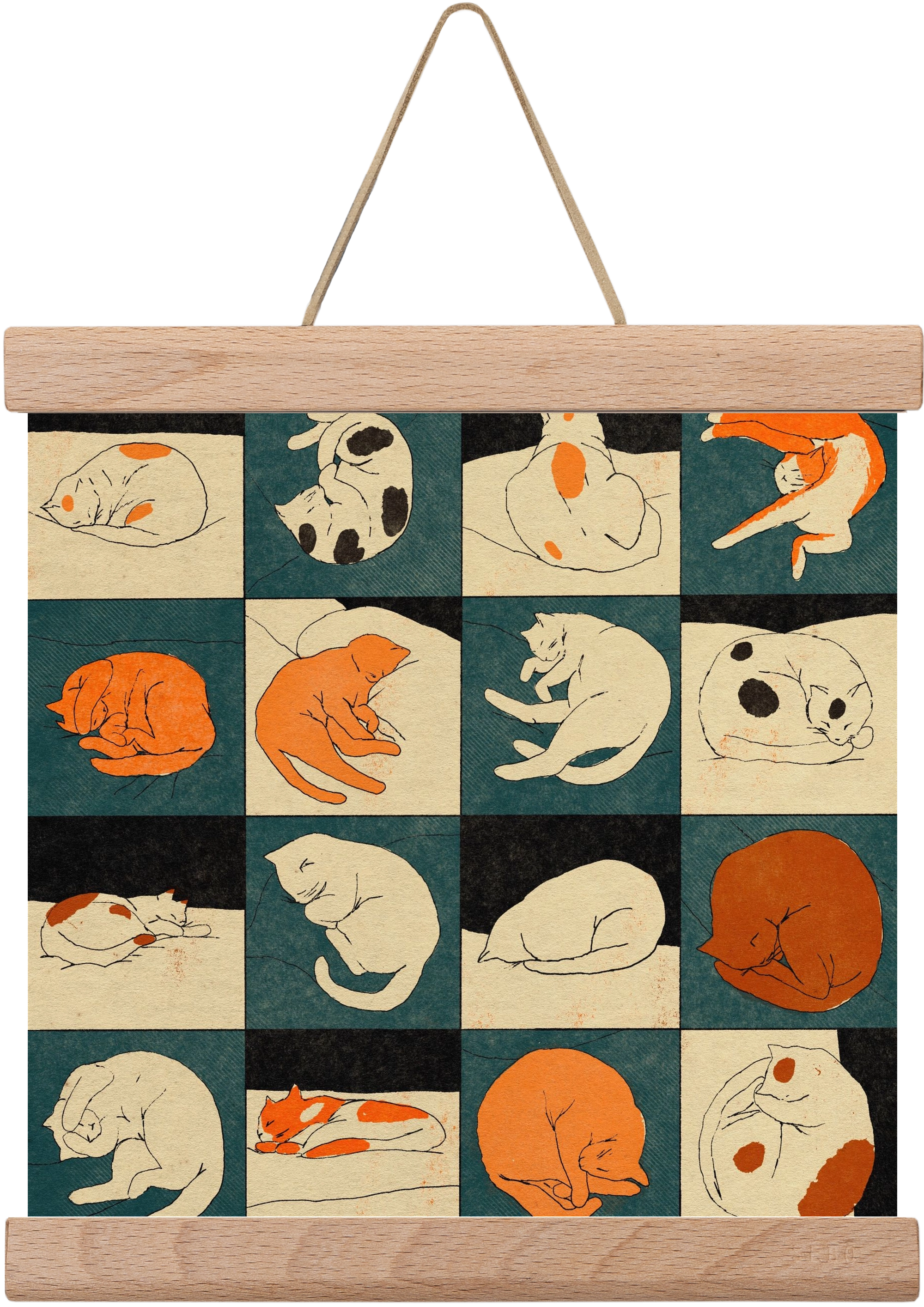 CAT BINGO no 02. , 20x20 cm (20x20 cm), Tölgy akasztó