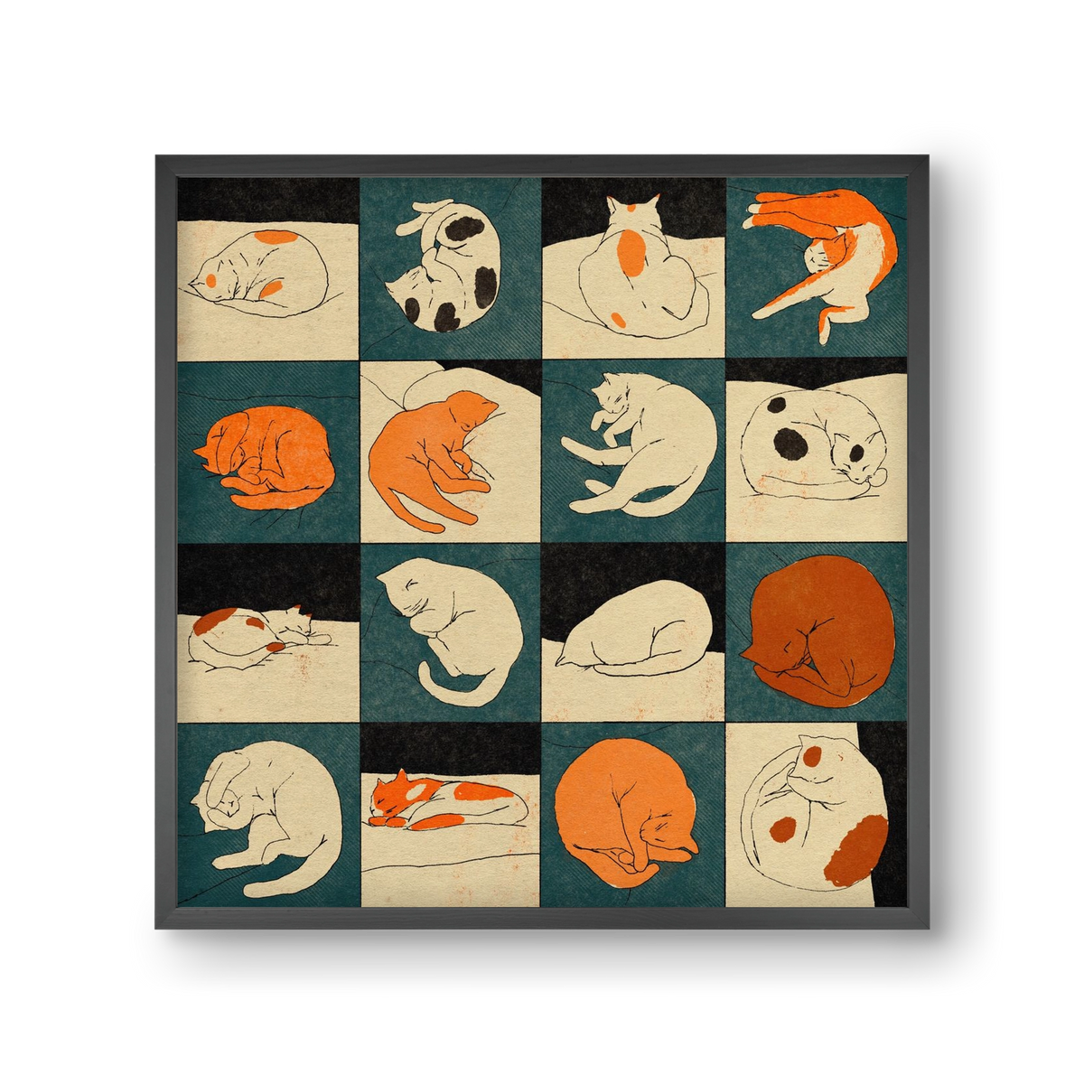 CAT BINGO no 02. , 30x30 cm (30x30 cm), Fekete keret