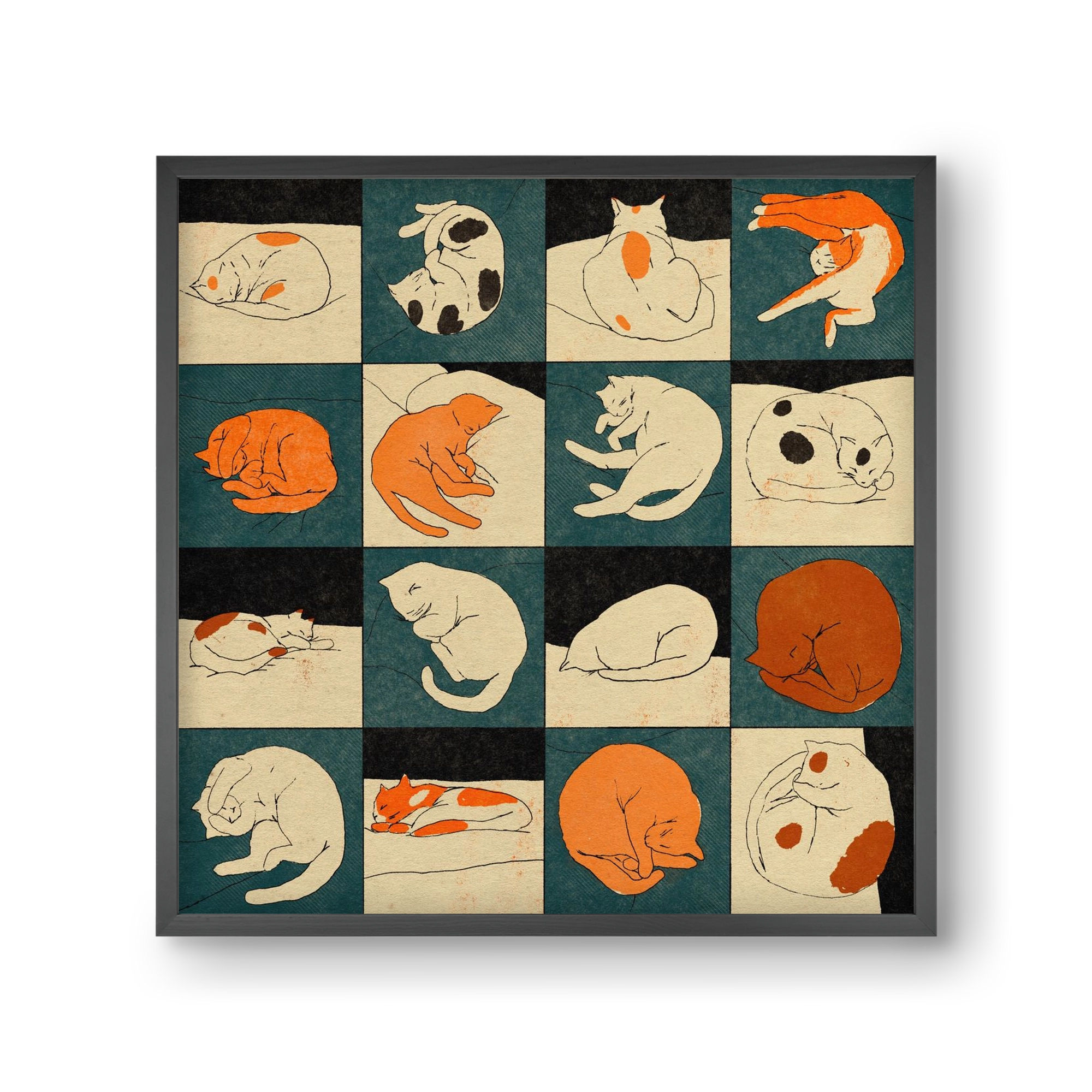 CAT BINGO no 02. , 30x30 cm (30x30 cm), Fekete keret