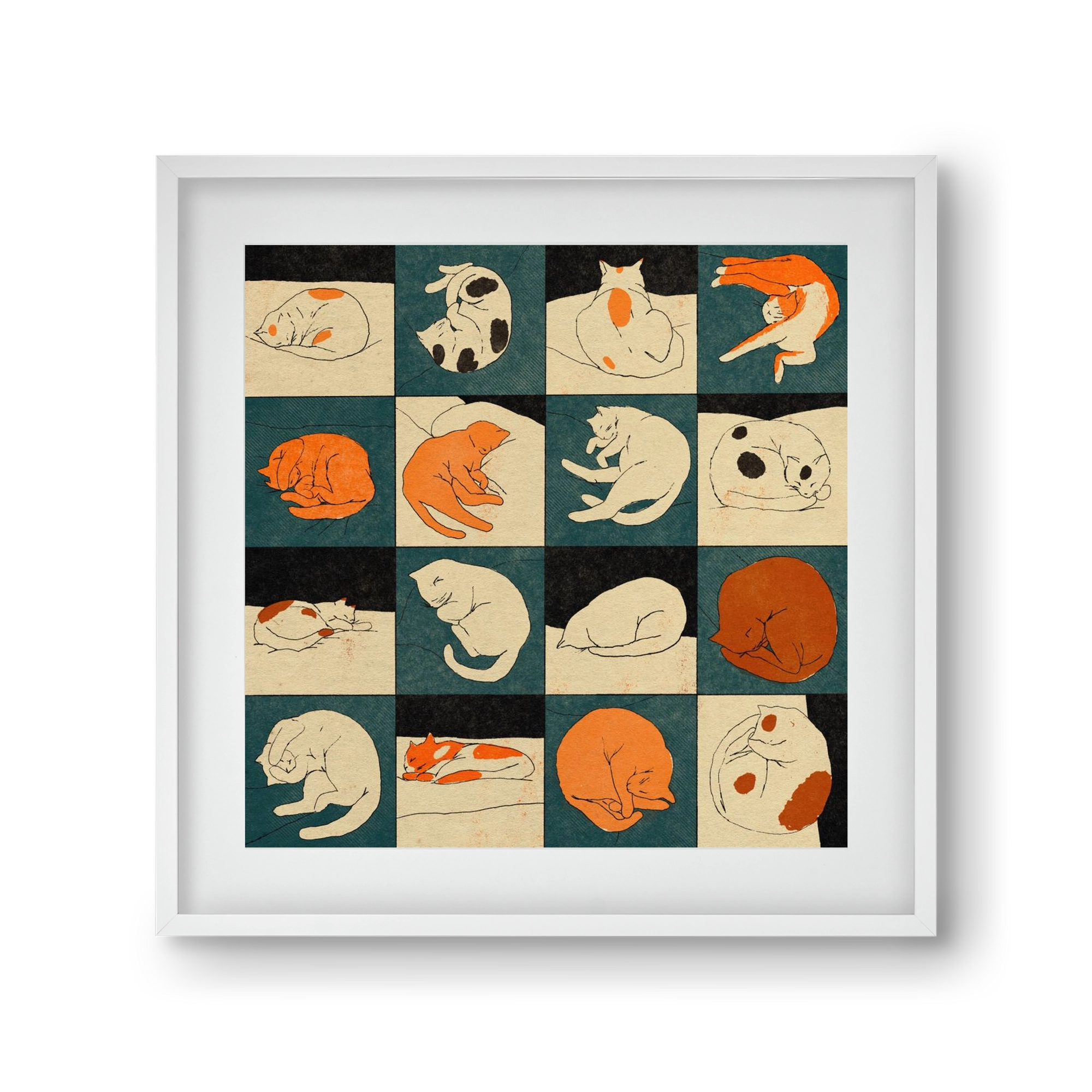 CAT BINGO no 02. , 30x30 cm (20x20 cm), Fehér keret, paszpartuval