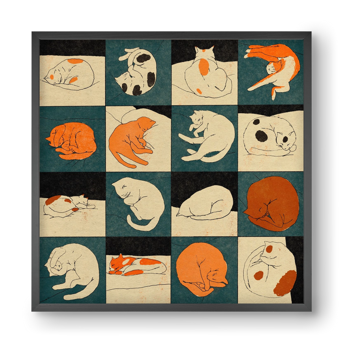 CAT BINGO no 02. , 40x40 cm (40x40 cm), Fekete keret