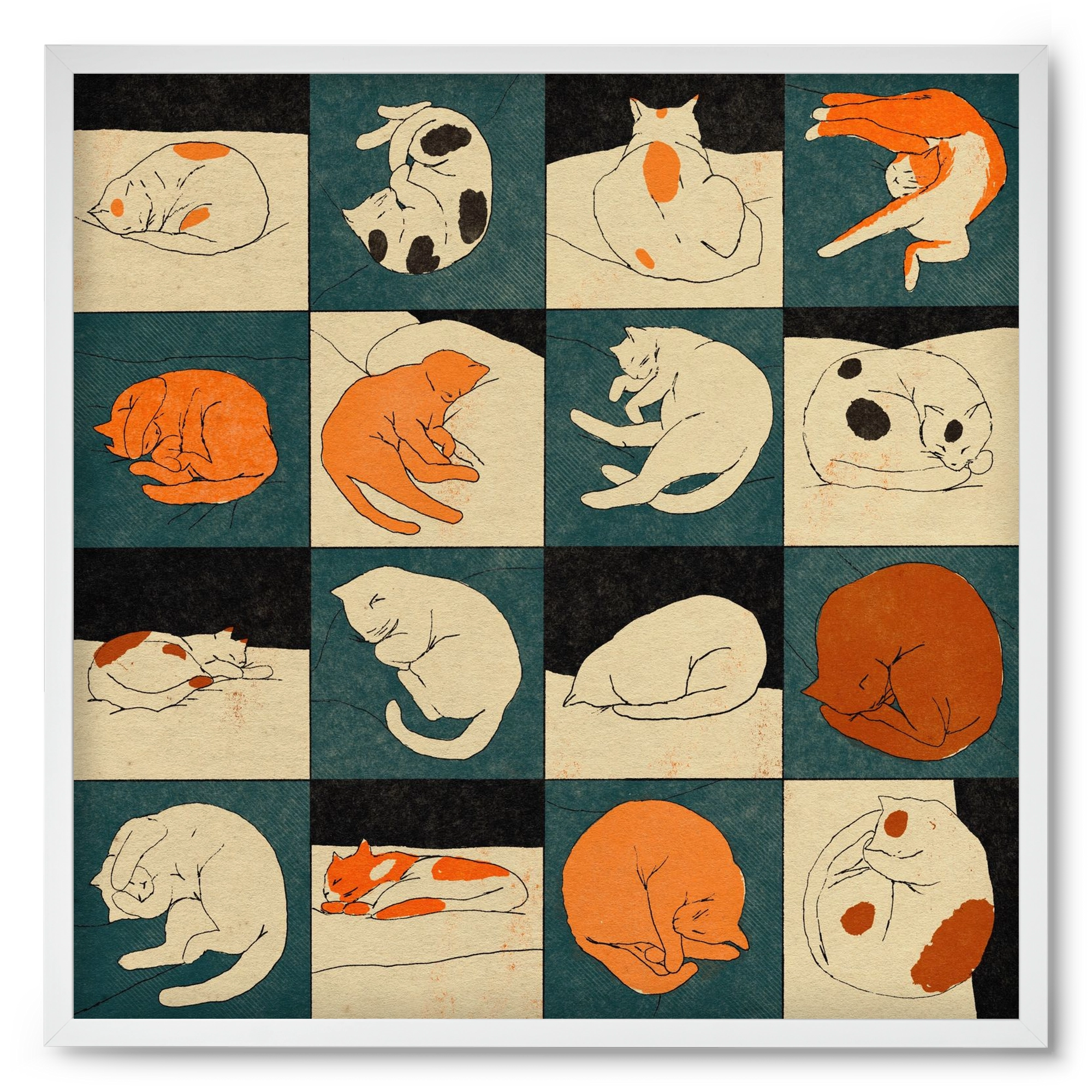 CAT BINGO no 02. , 50x50 cm (50x50 cm), Fehér keret