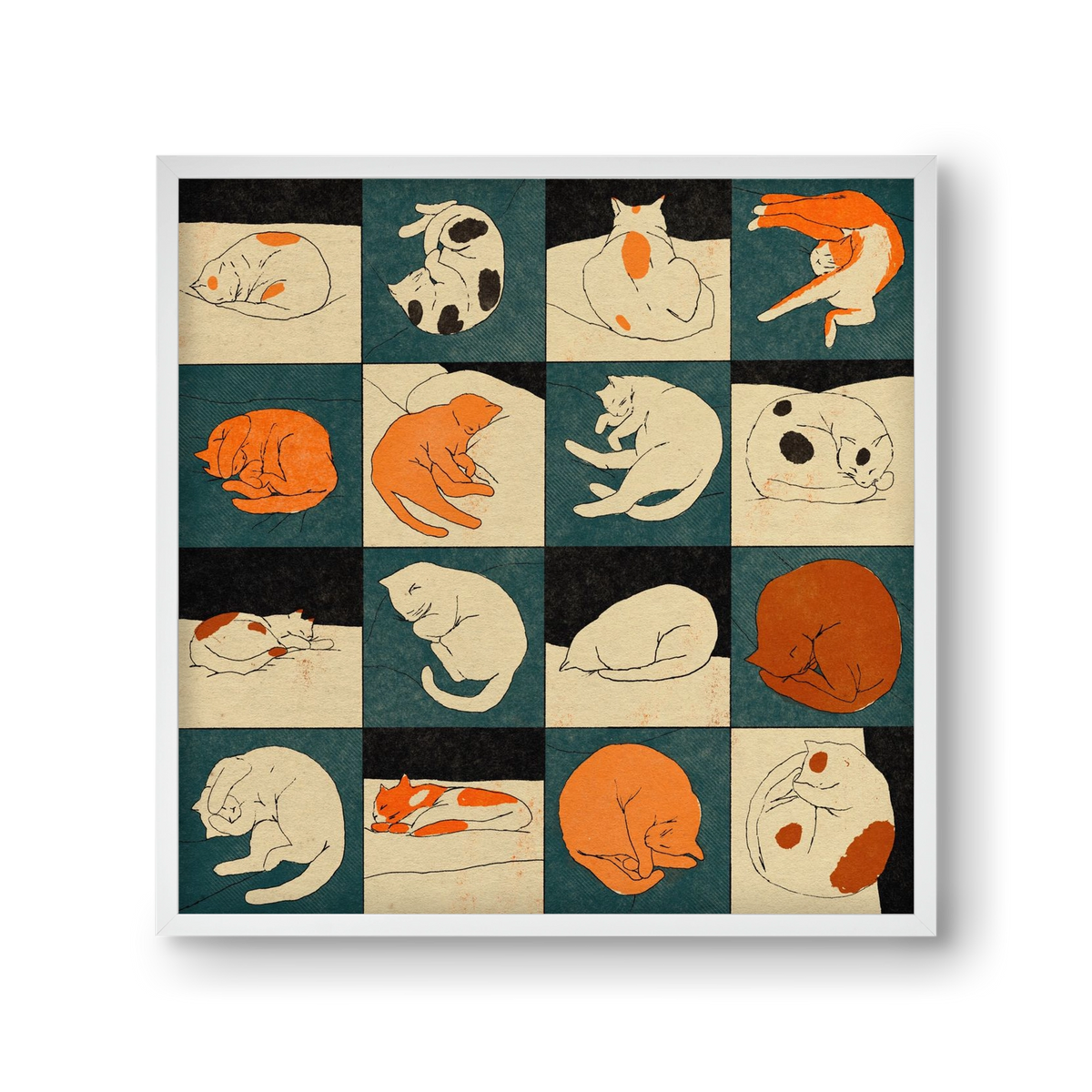 CAT BINGO no 02. , 30x30 cm (30x30 cm), Fehér keret