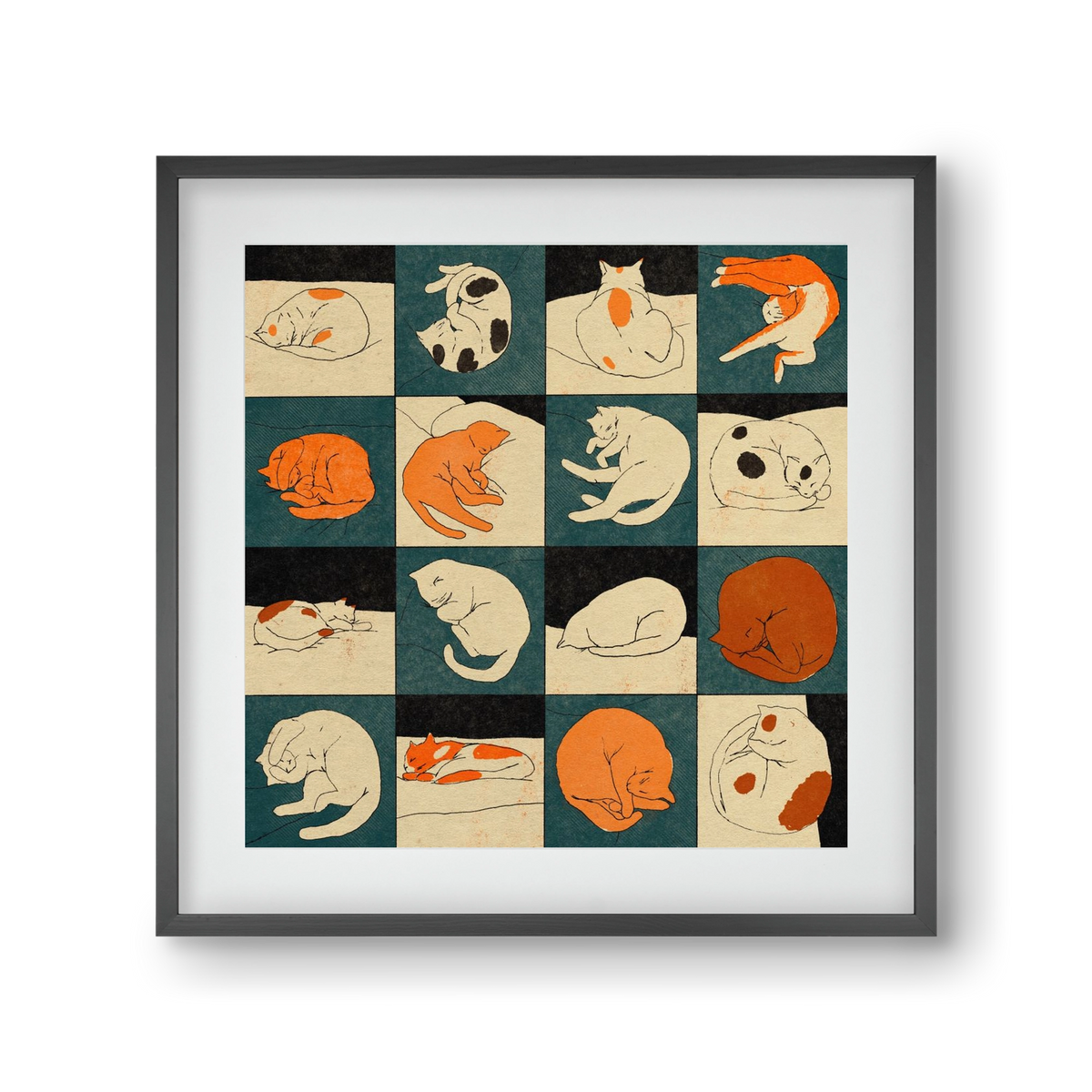 CAT BINGO no 02. , 30x30 cm (20x20 cm), Fekete keret, paszpartuval