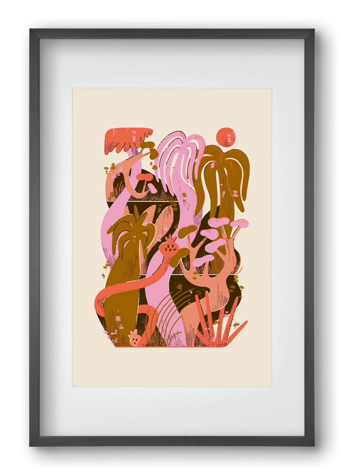 Dreamy Jungle, 40x60 cm (30x45 cm), Fekete keret, paszpartuval