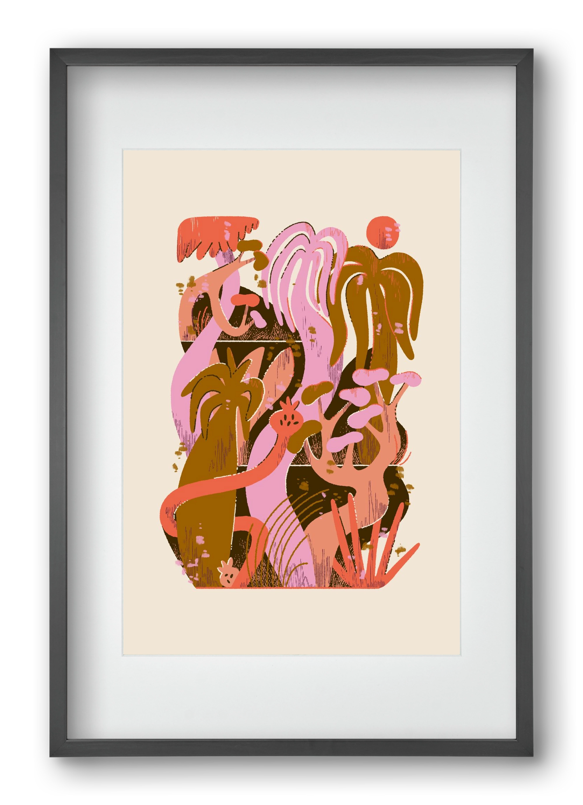 Dreamy Jungle, 40x60 cm (30x45 cm), Fekete keret, paszpartuval