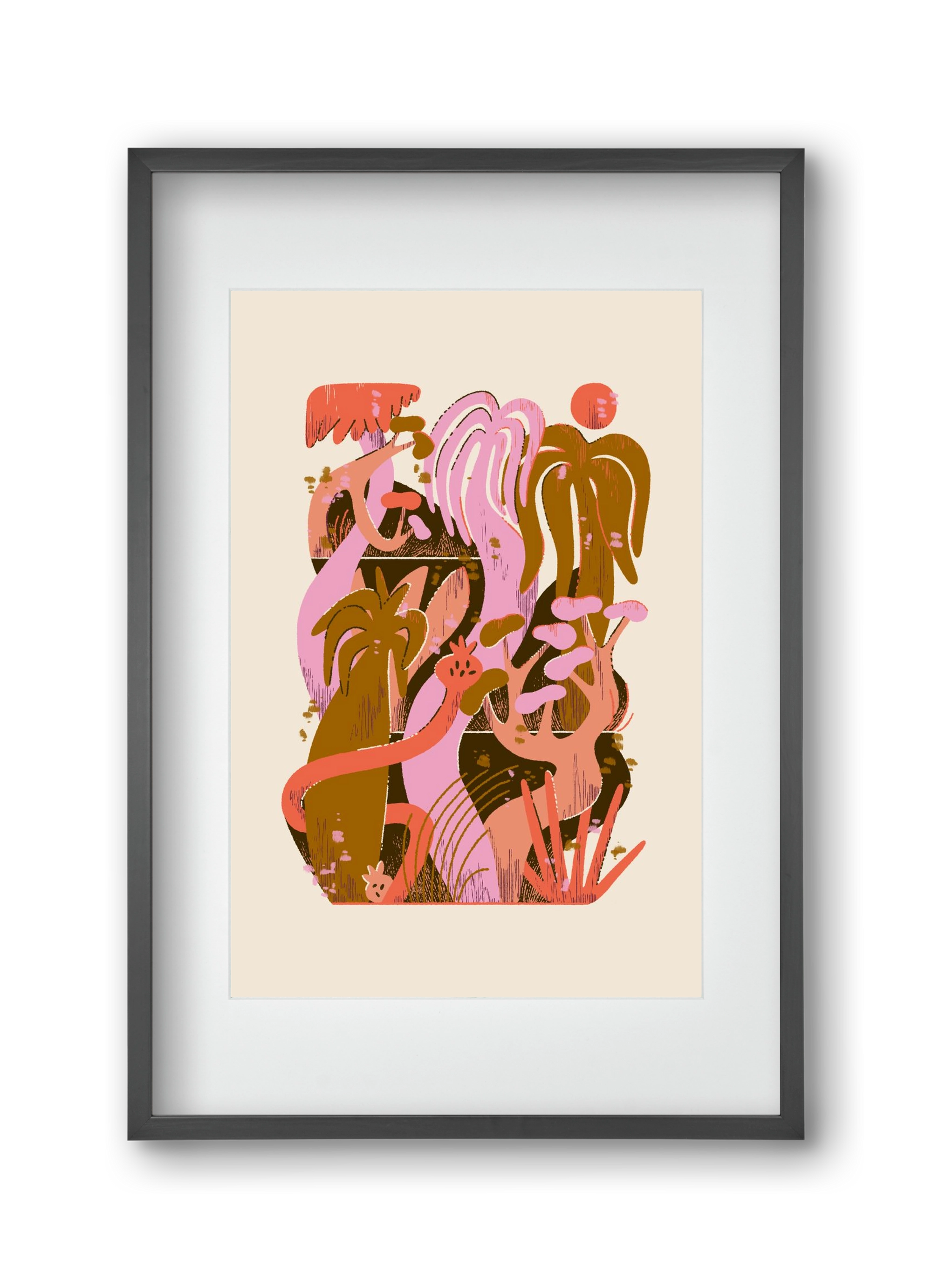 Dreamy Jungle, 30x45 cm (20x30 cm), Fekete keret, paszpartuval