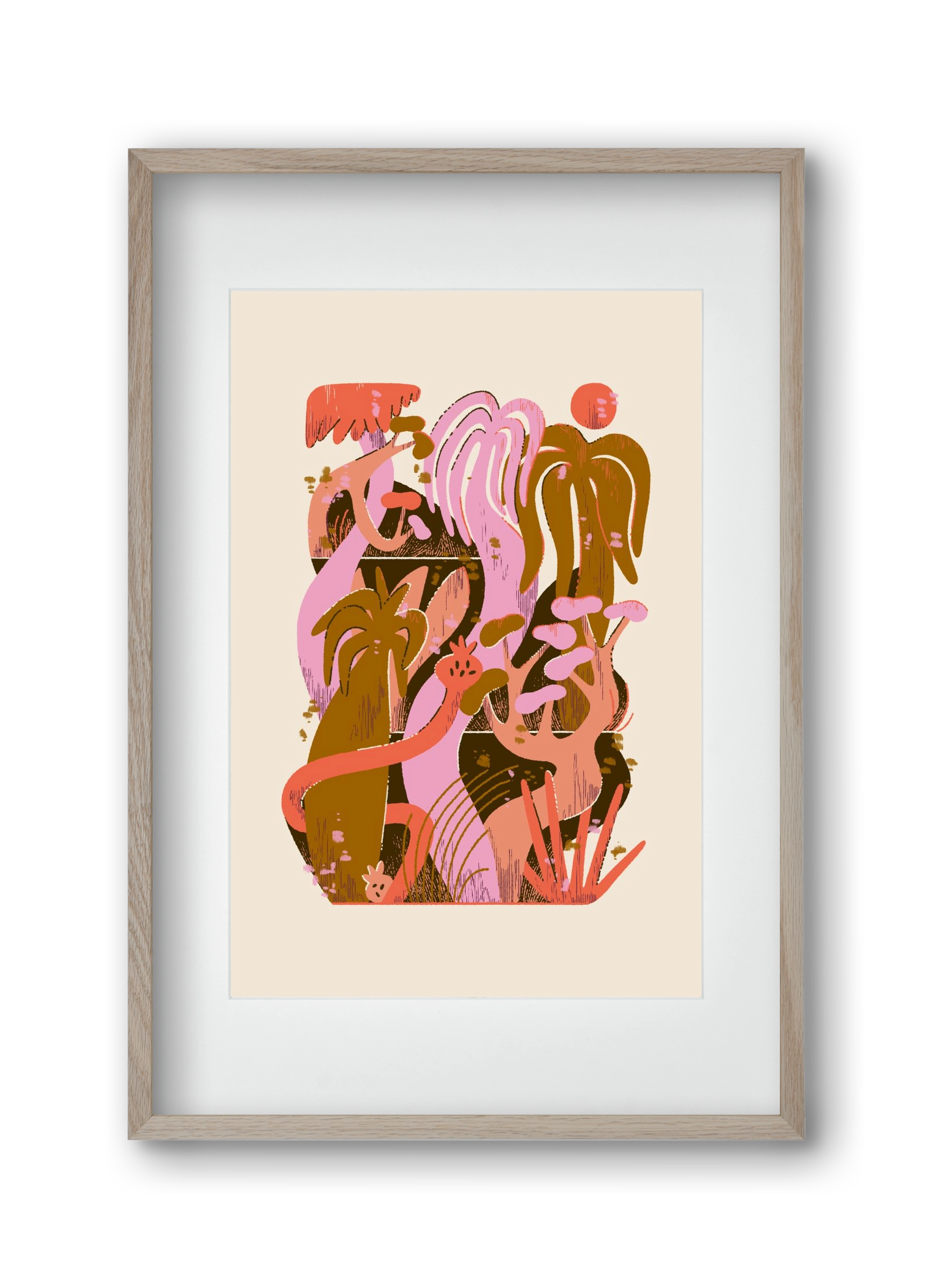 Dreamy Jungle, 30x45 cm (20x30 cm), Tölgy keret, paszpartuval