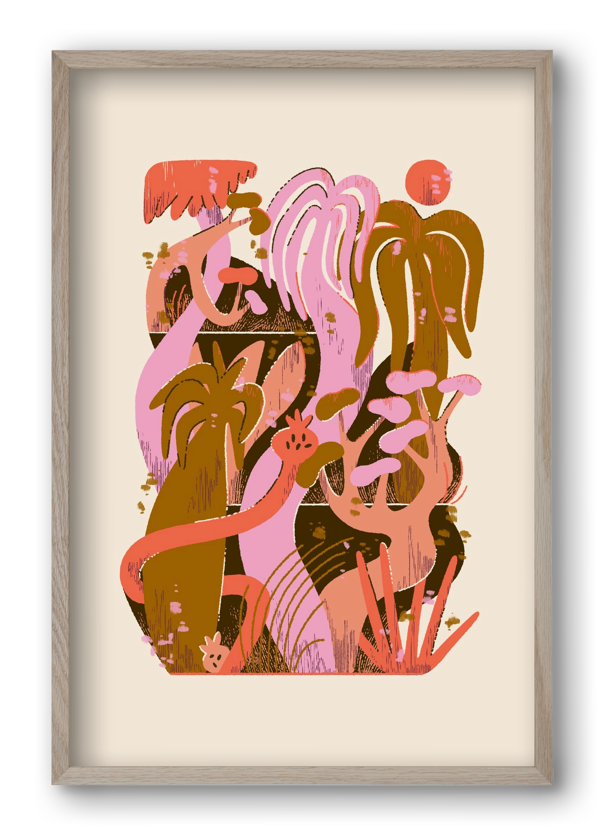 Dreamy Jungle, 40x60 cm (40x60 cm), Tölgy keret