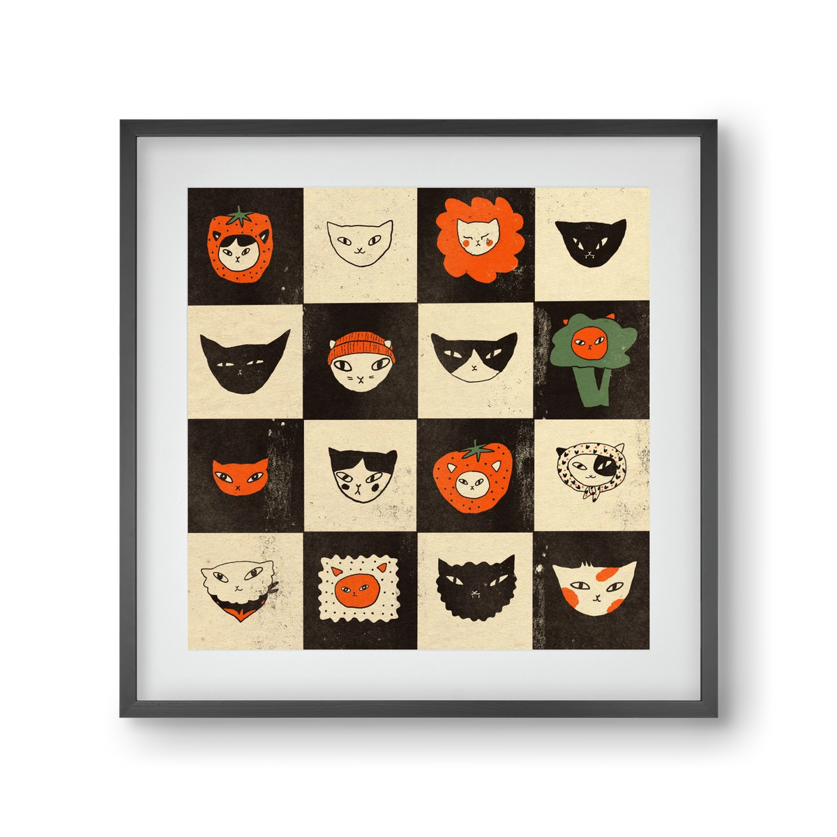 CAT BINGO no 03. , 30x30 cm (20x20 cm), Fekete keret, paszpartuval