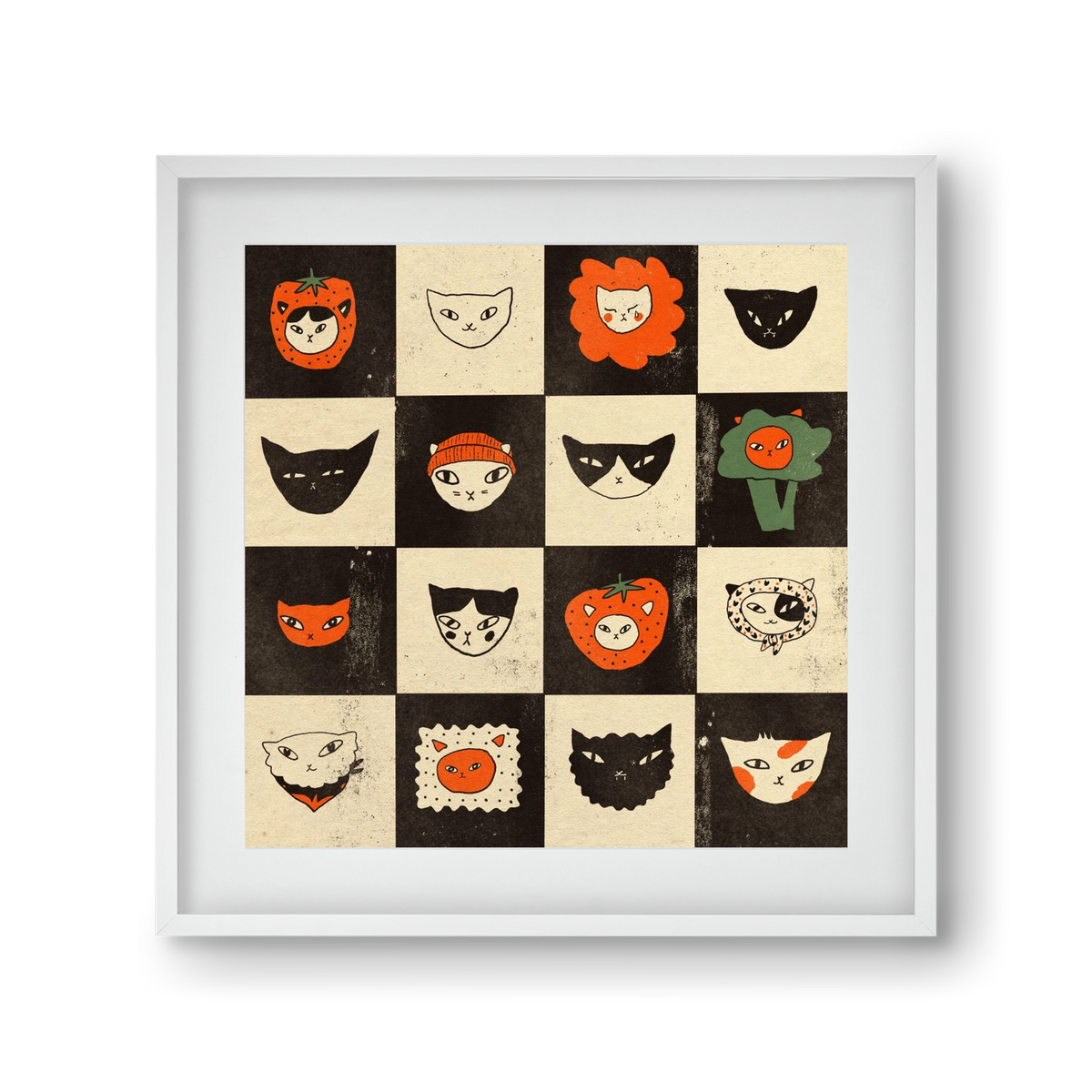 CAT BINGO no 03. , 30x30 cm (20x20 cm), Fehér keret, paszpartuval