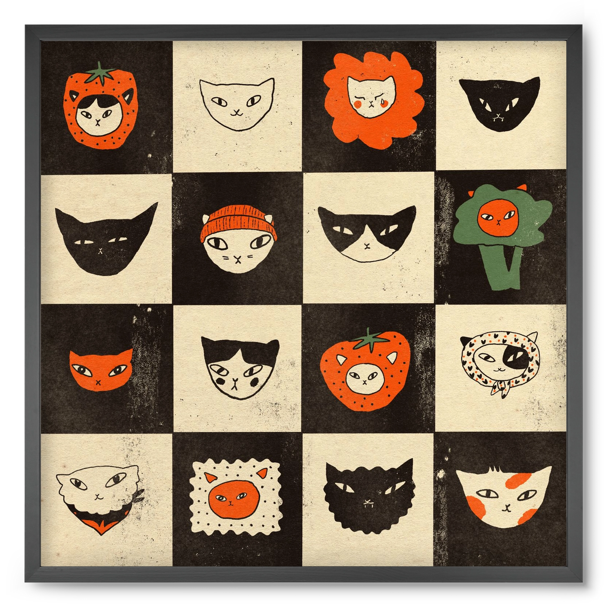 CAT BINGO no 03. , 50x50 cm (50x50 cm), Fekete keret