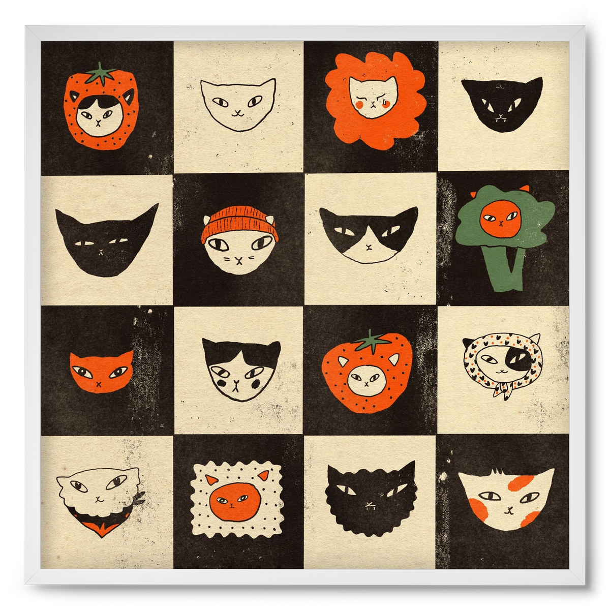 CAT BINGO no 03. , 50x50 cm (50x50 cm), Fehér keret