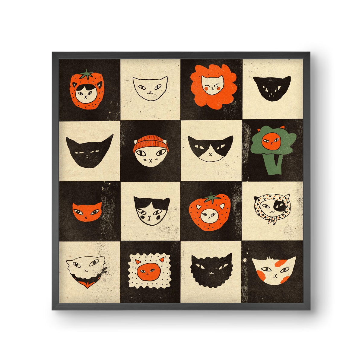 CAT BINGO no 03. , 30x30 cm (30x30 cm), Fekete keret