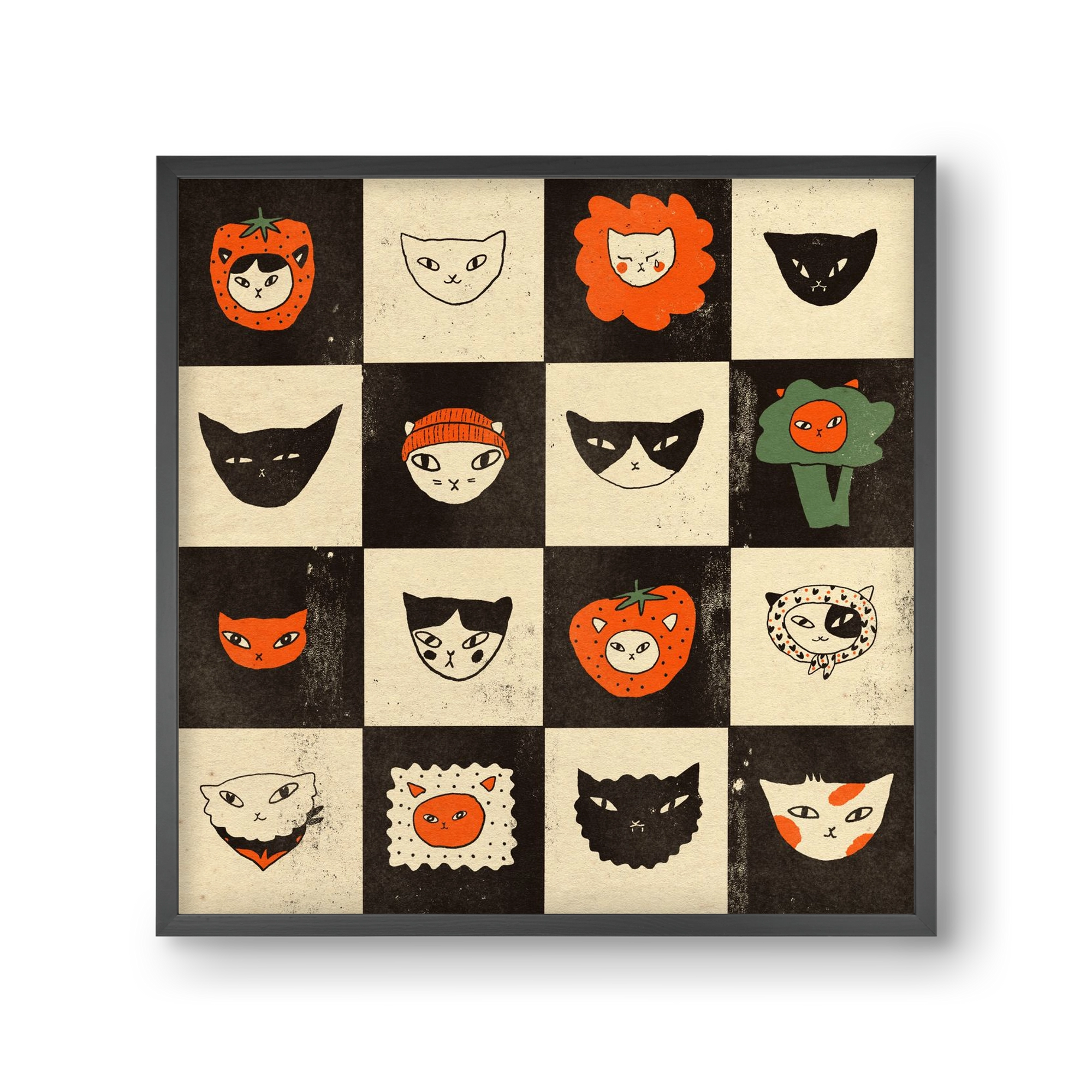 CAT BINGO no 03. , 30x30 cm (30x30 cm), Fekete keret