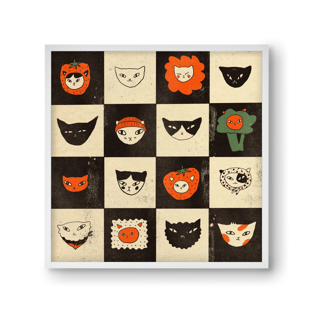 CAT BINGO no 03. , 30x30 cm (30x30 cm), Fehér keret