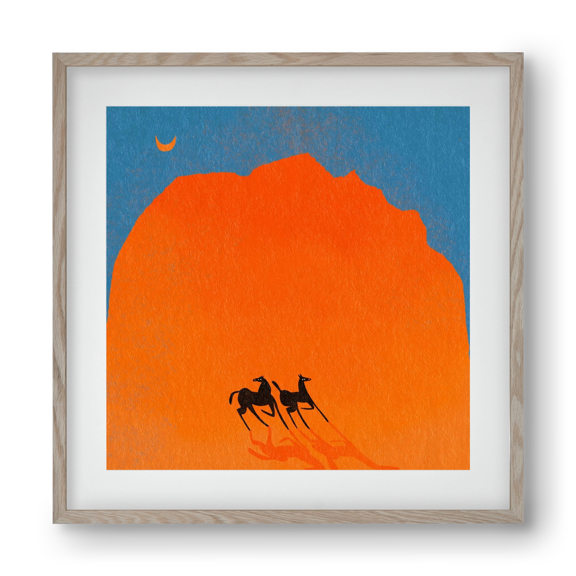 Wadi Rum horses, 40x40 cm (30x30 cm), Tölgy keret, paszpartuval