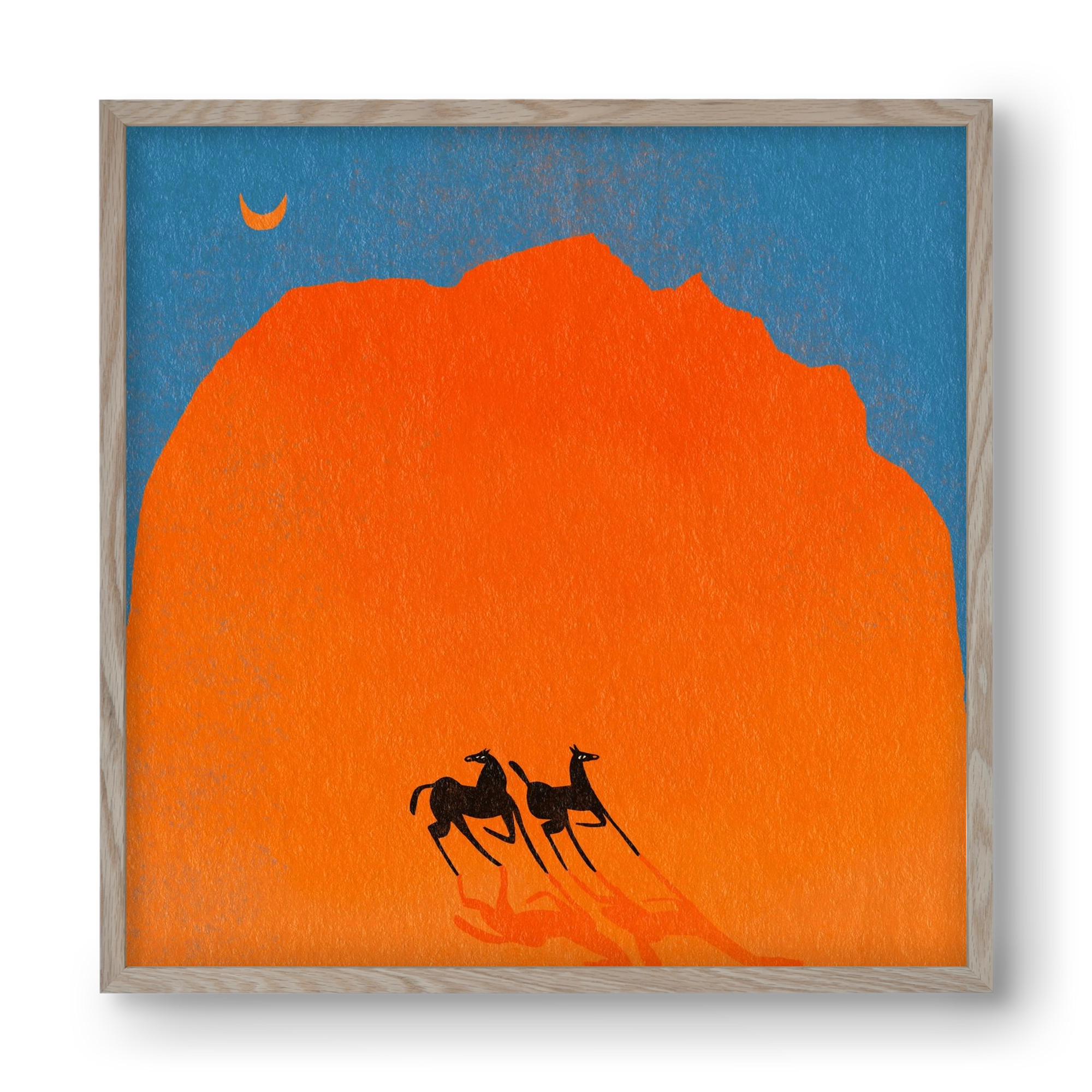 Wadi Rum horses, 40x40 cm (40x40 cm), Tölgy keret