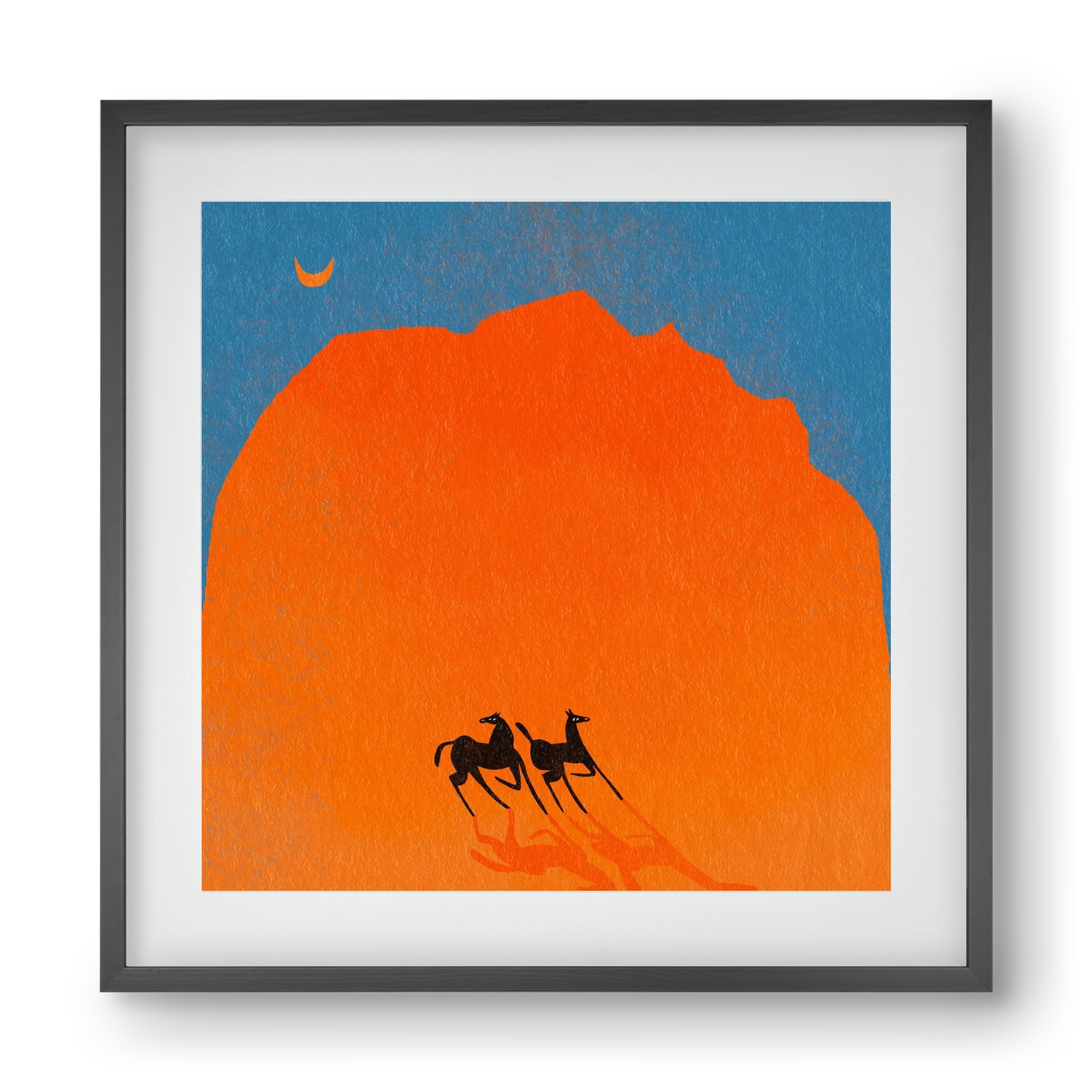 Wadi Rum horses, 40x40 cm (30x30 cm), Fekete keret, paszpartuval