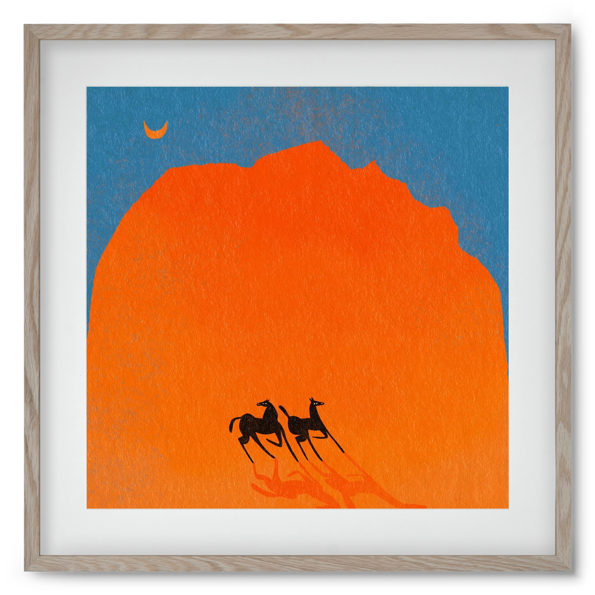 Wadi Rum horses, 50x50 cm (40x40 cm), Tölgy keret, paszpartuval
