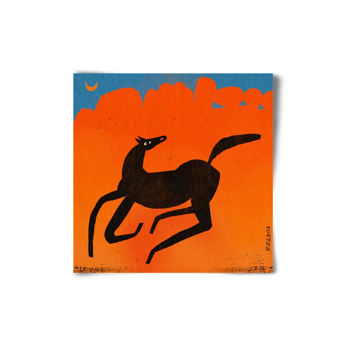 Black horse under the moon , 20x20 cm, Keret nélkül