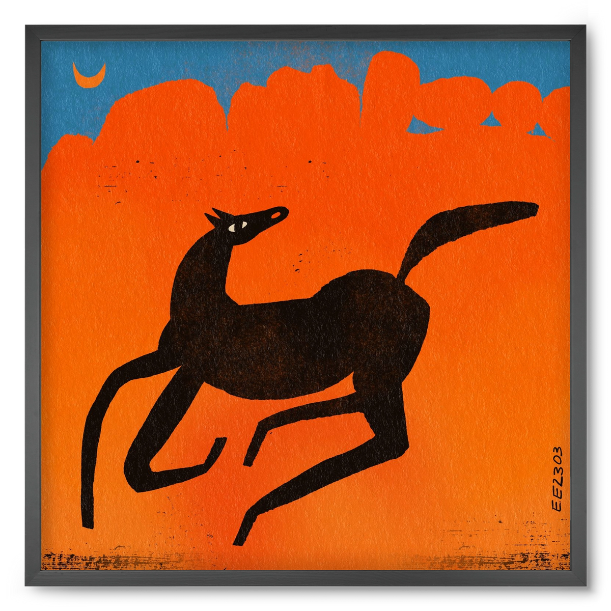 Black horse under the moon , 50x50 cm (50x50 cm), Fekete keret