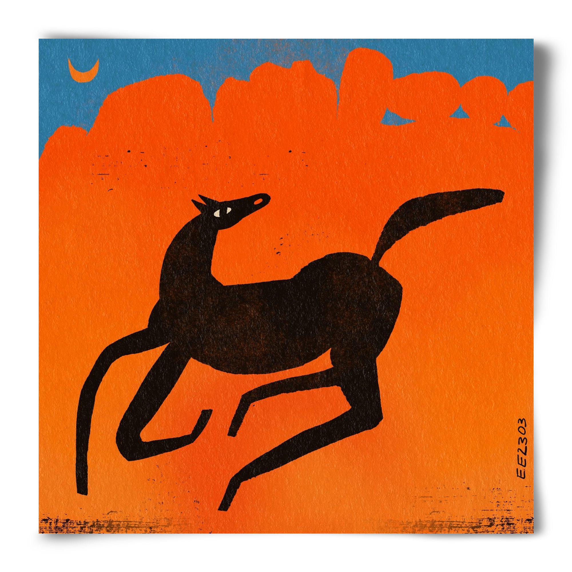 Black horse under the moon , 50x50 cm, Keret nélkül