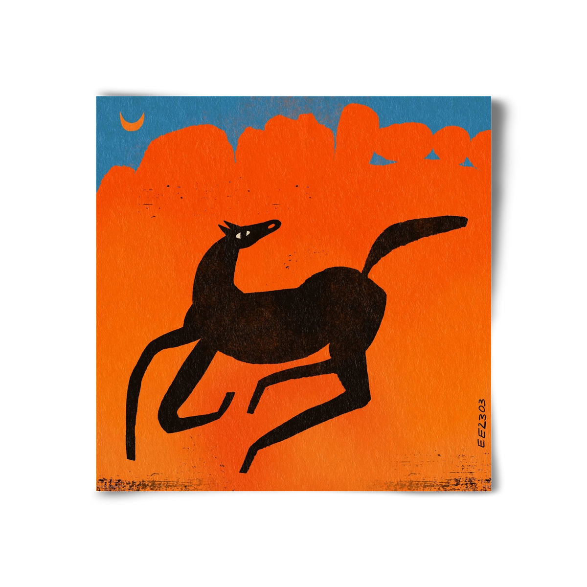 Black horse under the moon , 30x30 cm, Keret nélkül