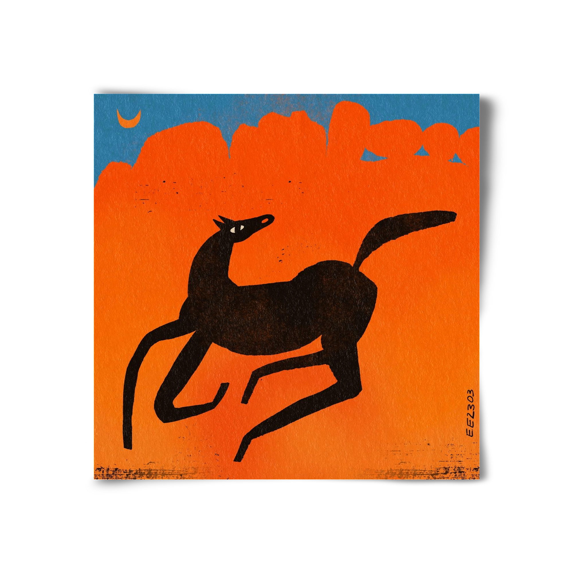 Black horse under the moon , 30x30 cm, Keret nélkül