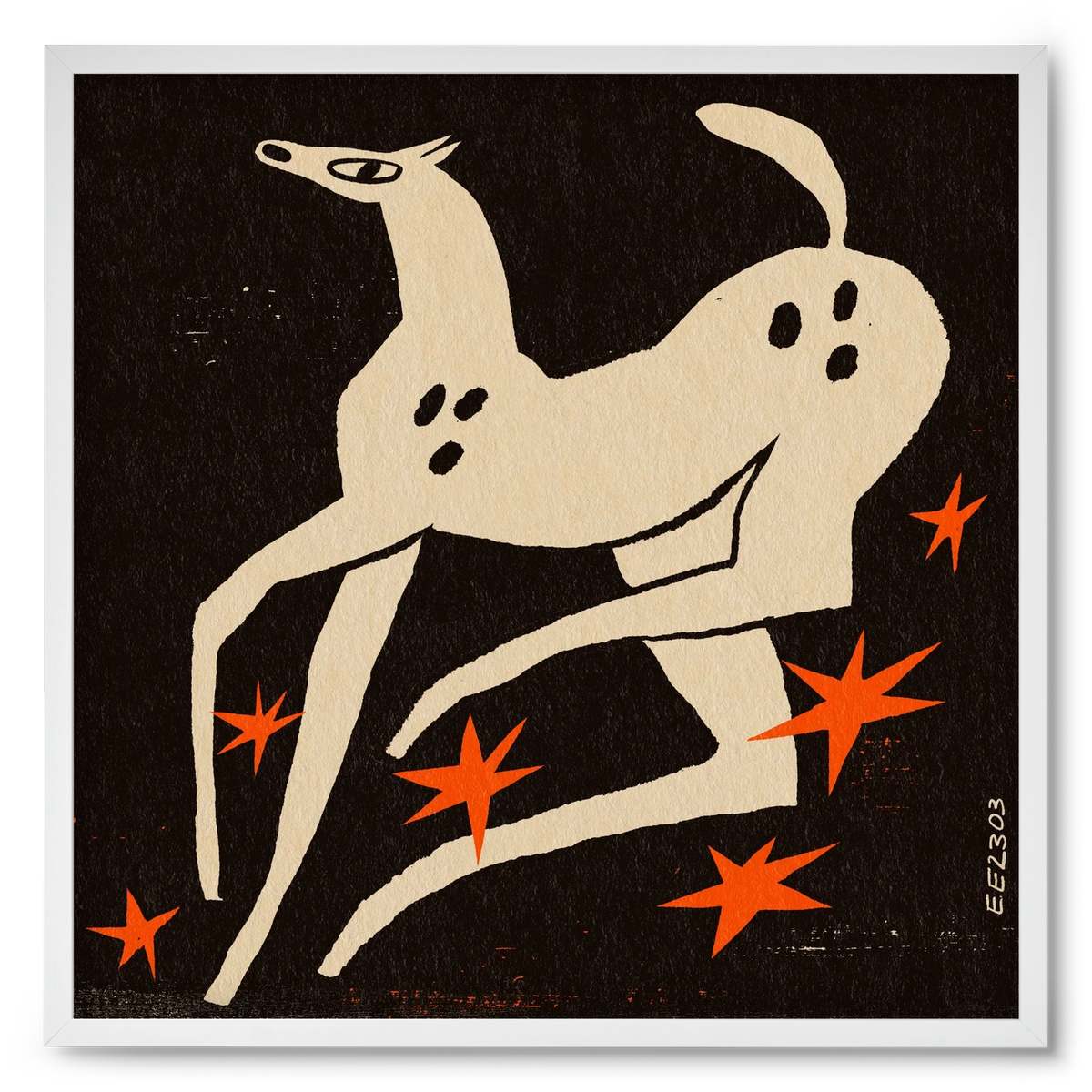White spotted horse in the night , 50x50 cm (50x50 cm), Fehér keret